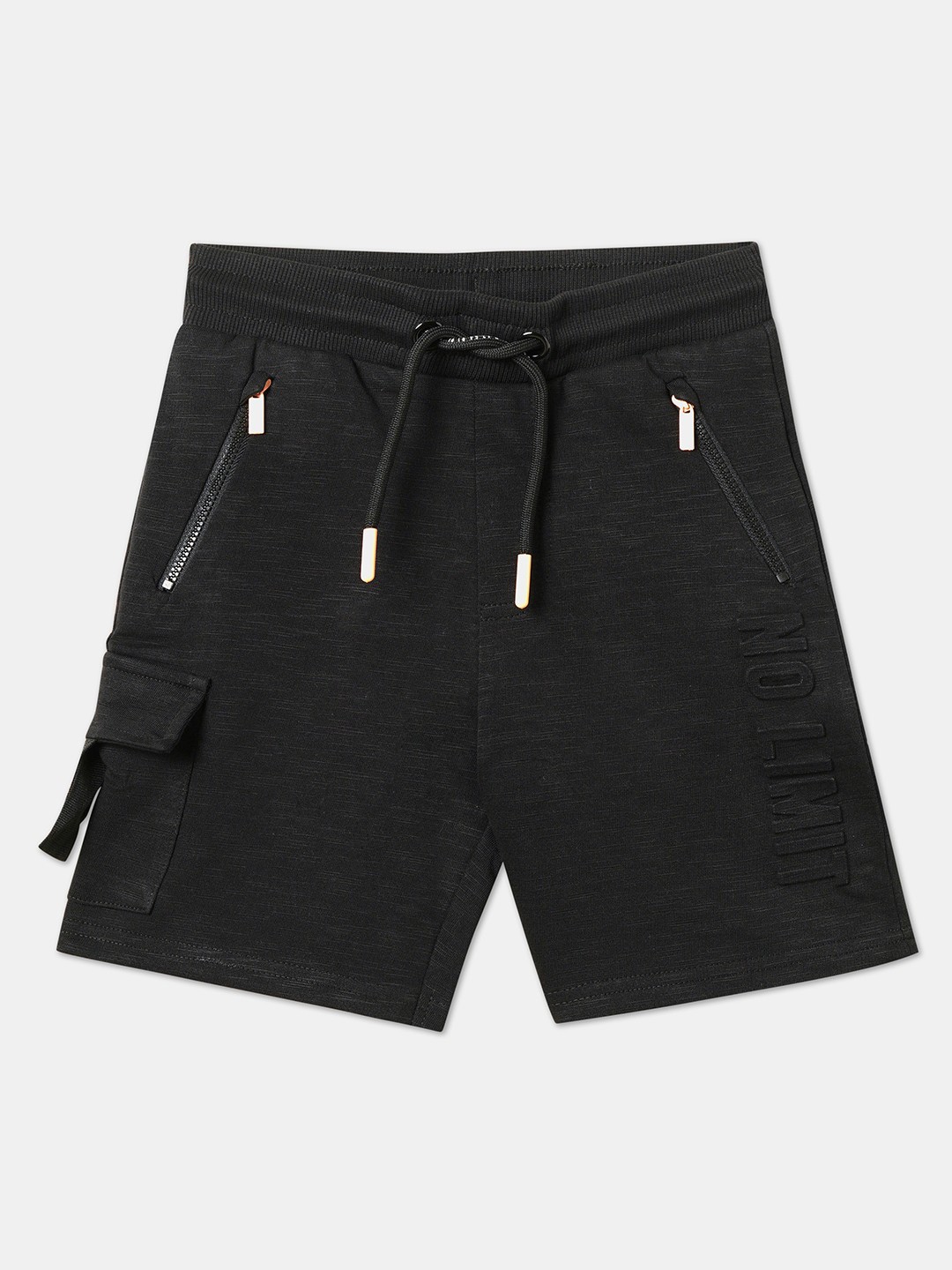 

R&B Boys Mid-Rise Casual Cotton Shorts, Black