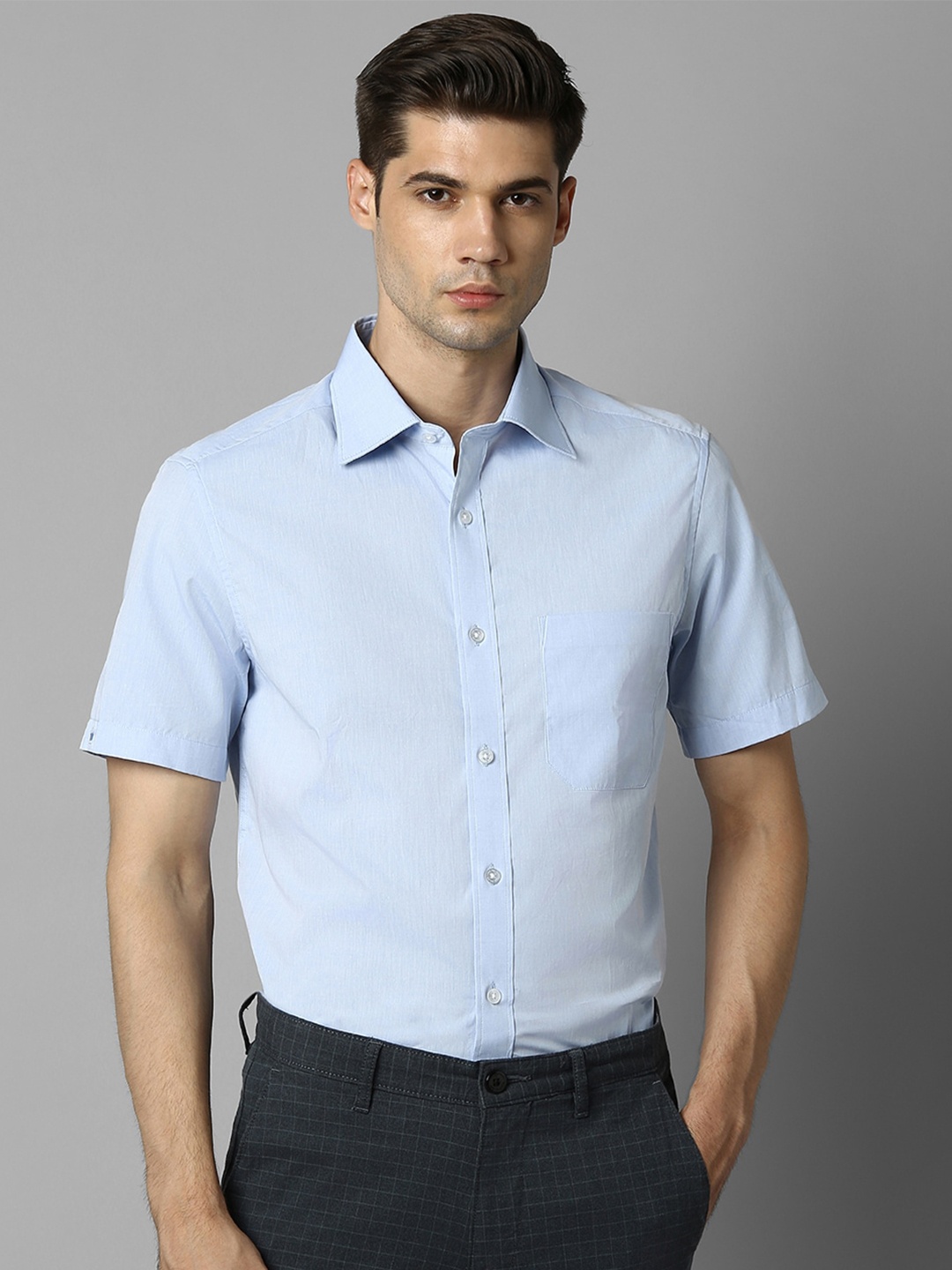 

Louis Philippe Slim Fit Opaque Pure Cotton Formal Shirt, Blue
