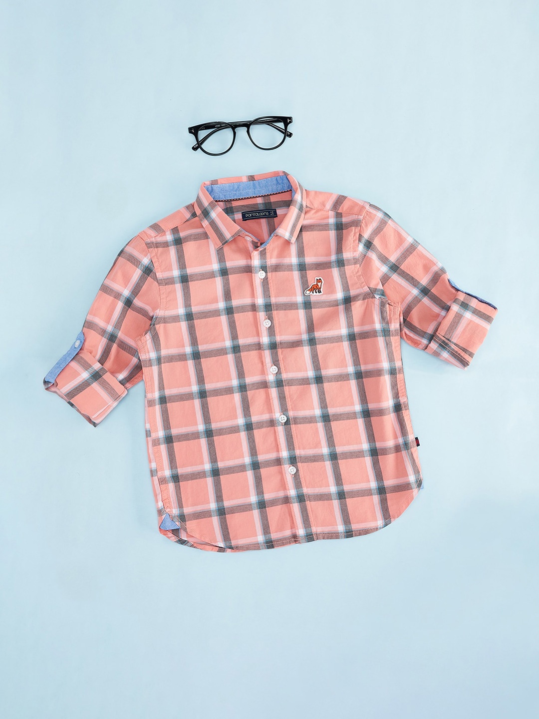 

Pantaloons Junior Boys Tartan Checks Casual Shirt, Peach