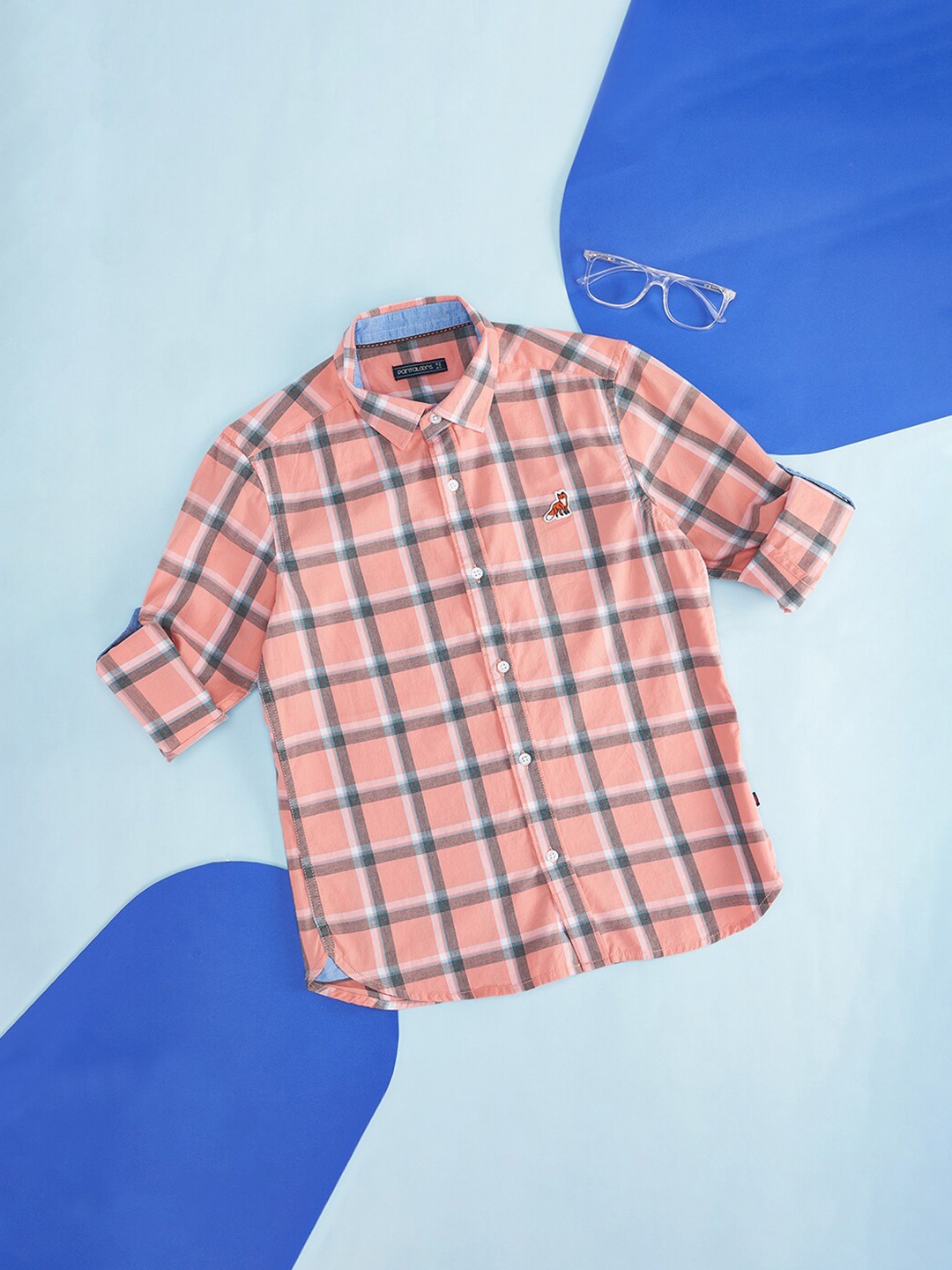 

Pantaloons Junior Boys Checked Cotton Casual Shirt, Peach