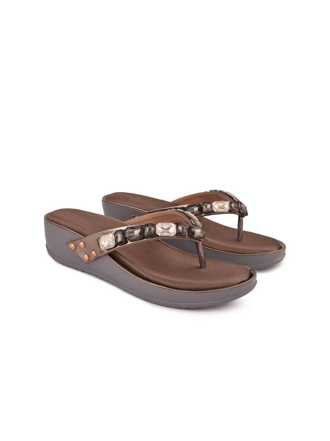 

DEAS Embellished Open Toe Wedges, Grey