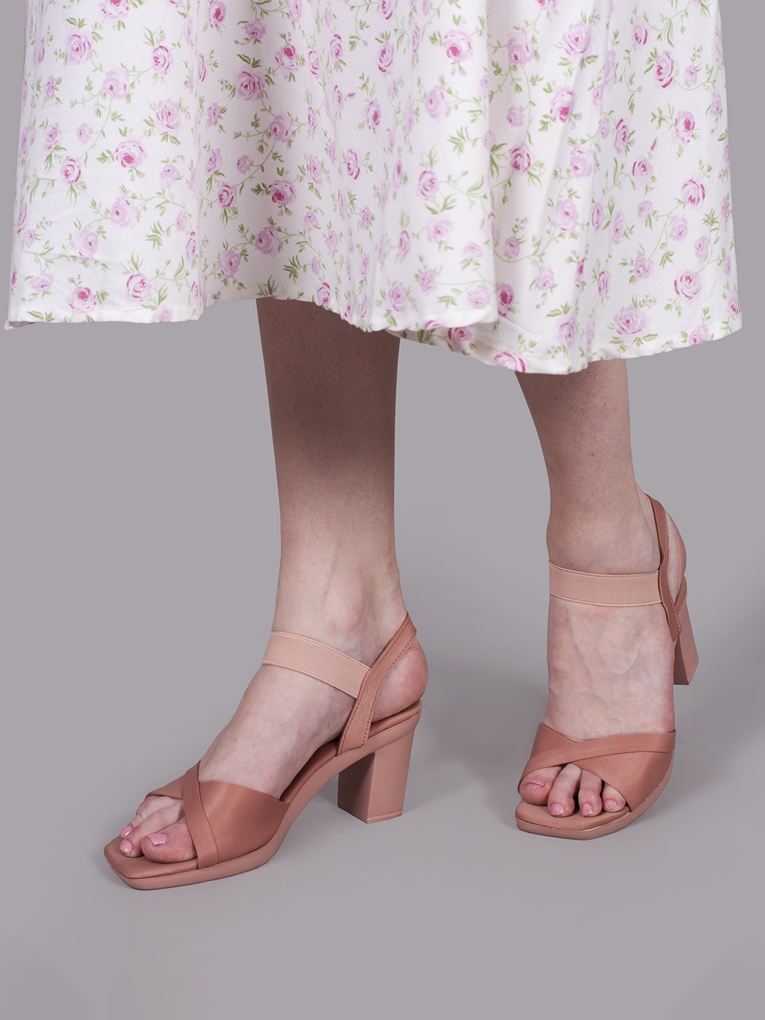 

DEAS Open Toe Block Heels With Backstrap, Peach