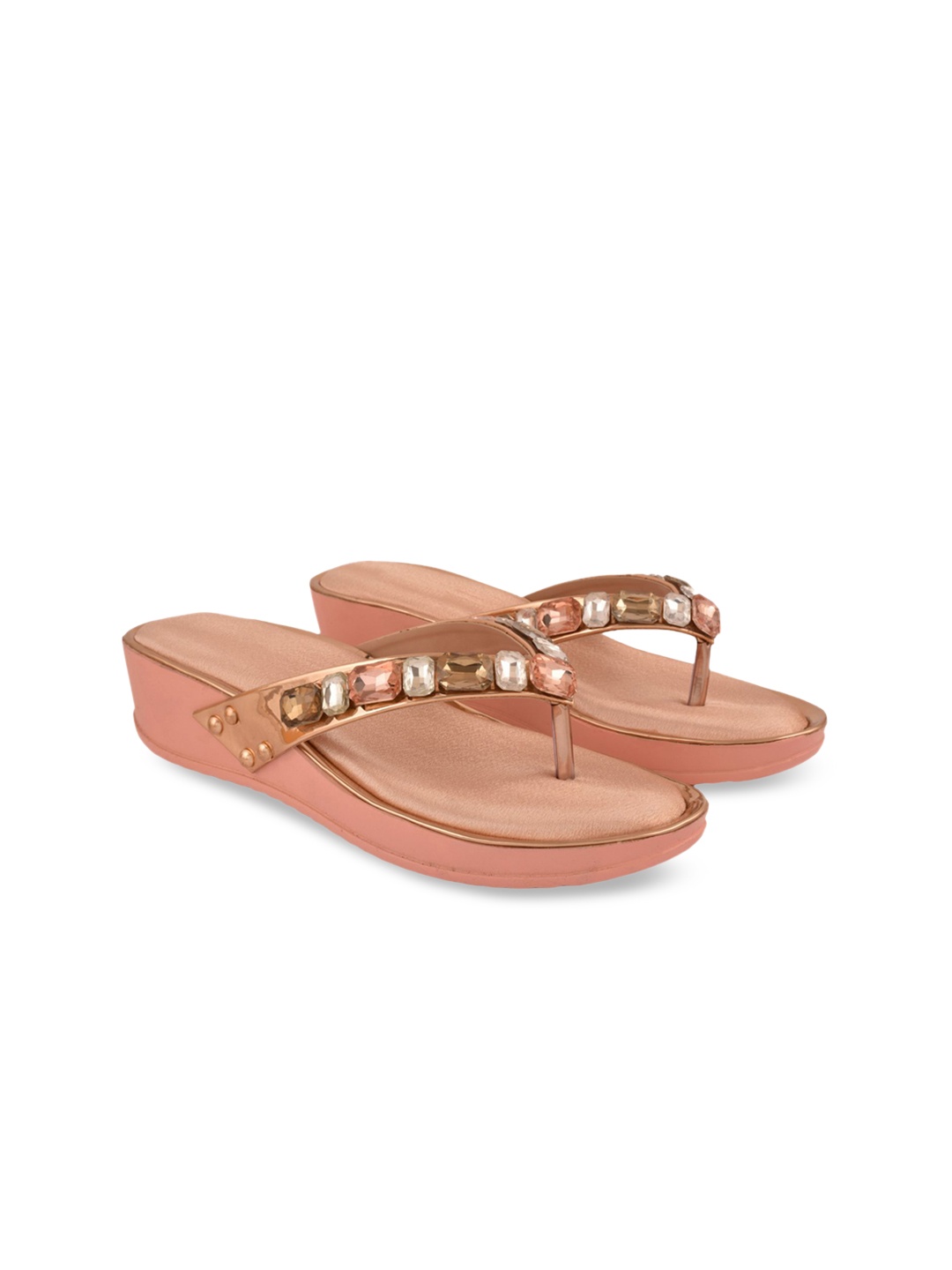 

DEAS Embellished Open Toe Wedges, Peach