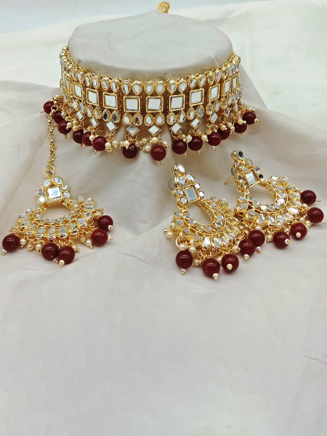 

AASHISH IMITATION Gold-Plated Stone Studded Mirror Jewellery Set