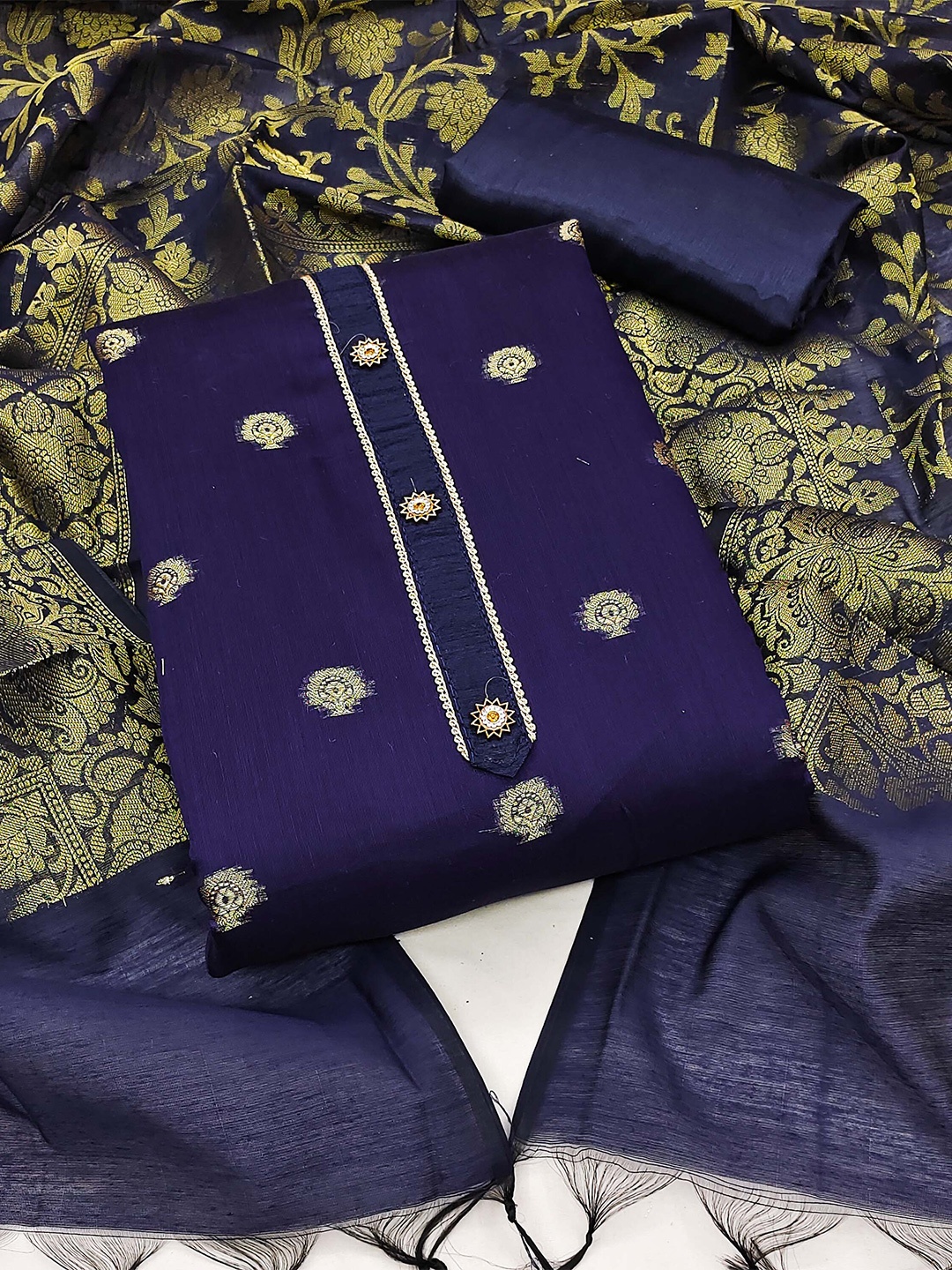 

KALINI Unstitched Dress Material, Blue