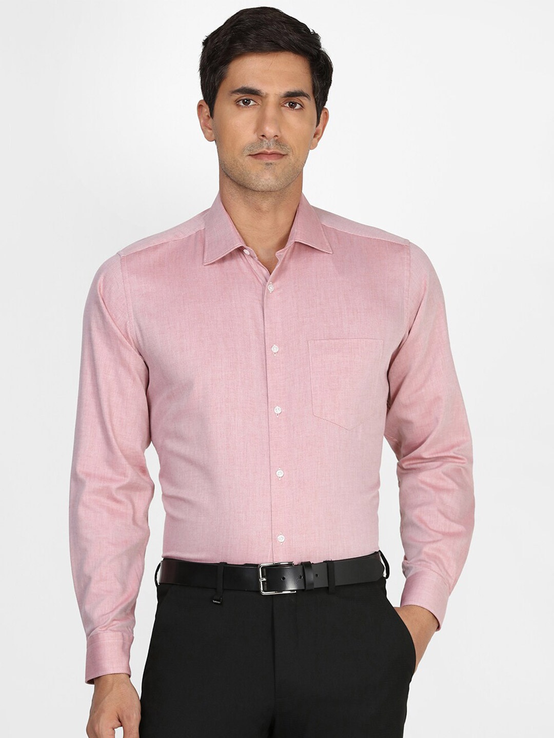 

Van Heusen Self Design Opaque Formal Shirt, Pink