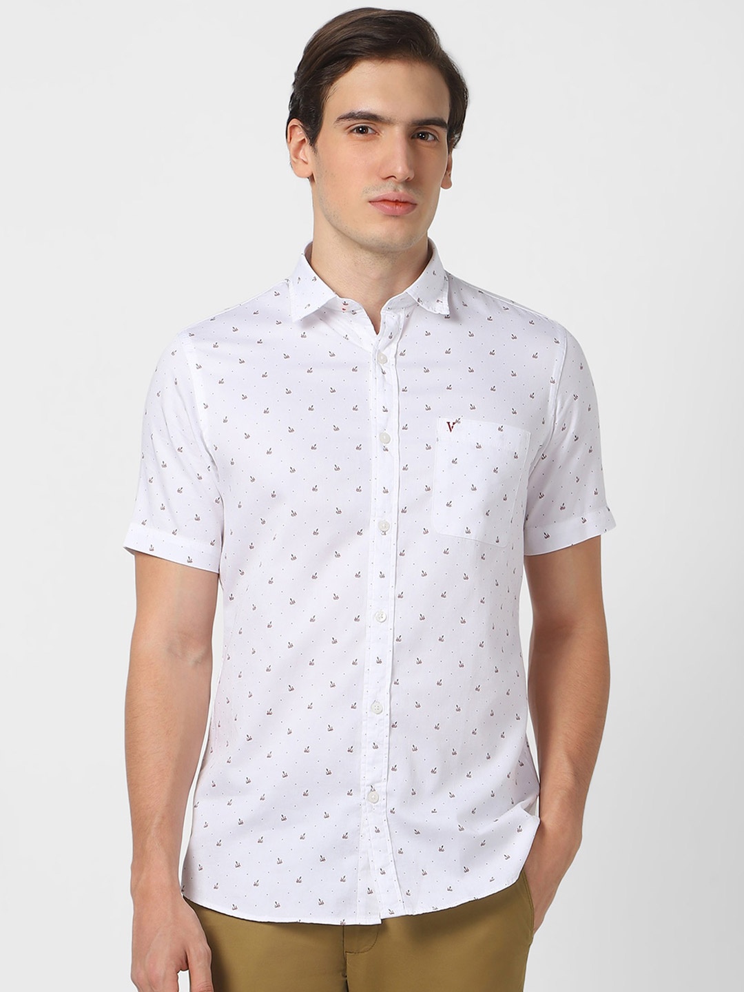 

Van Heusen Sport Slim Fit Opaque Printed Pure Cotton Casual Shirt, White