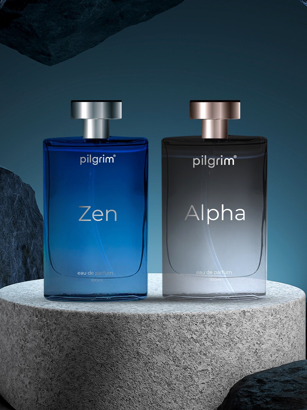 

Pilgrim Men Set of 2 Long-Lasting Eau de Parfum 100ml each - Alpha & Zen, Black