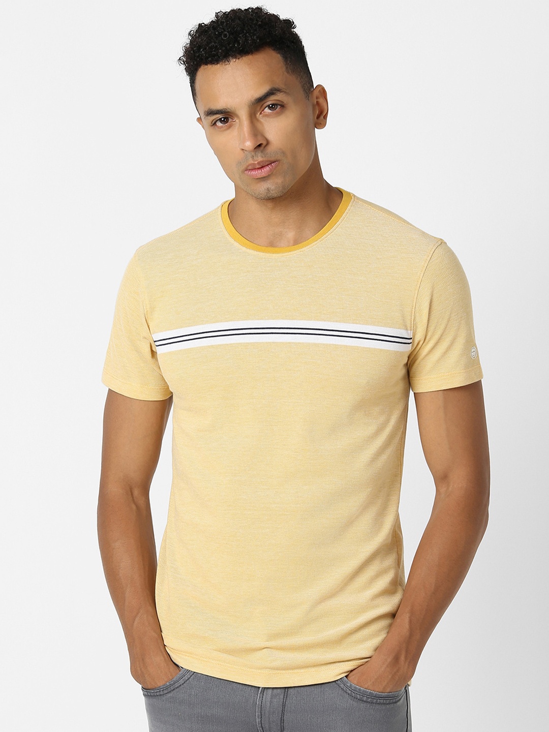 

Peter England Casuals Colourblocked Slim Fit T-shirt, Yellow