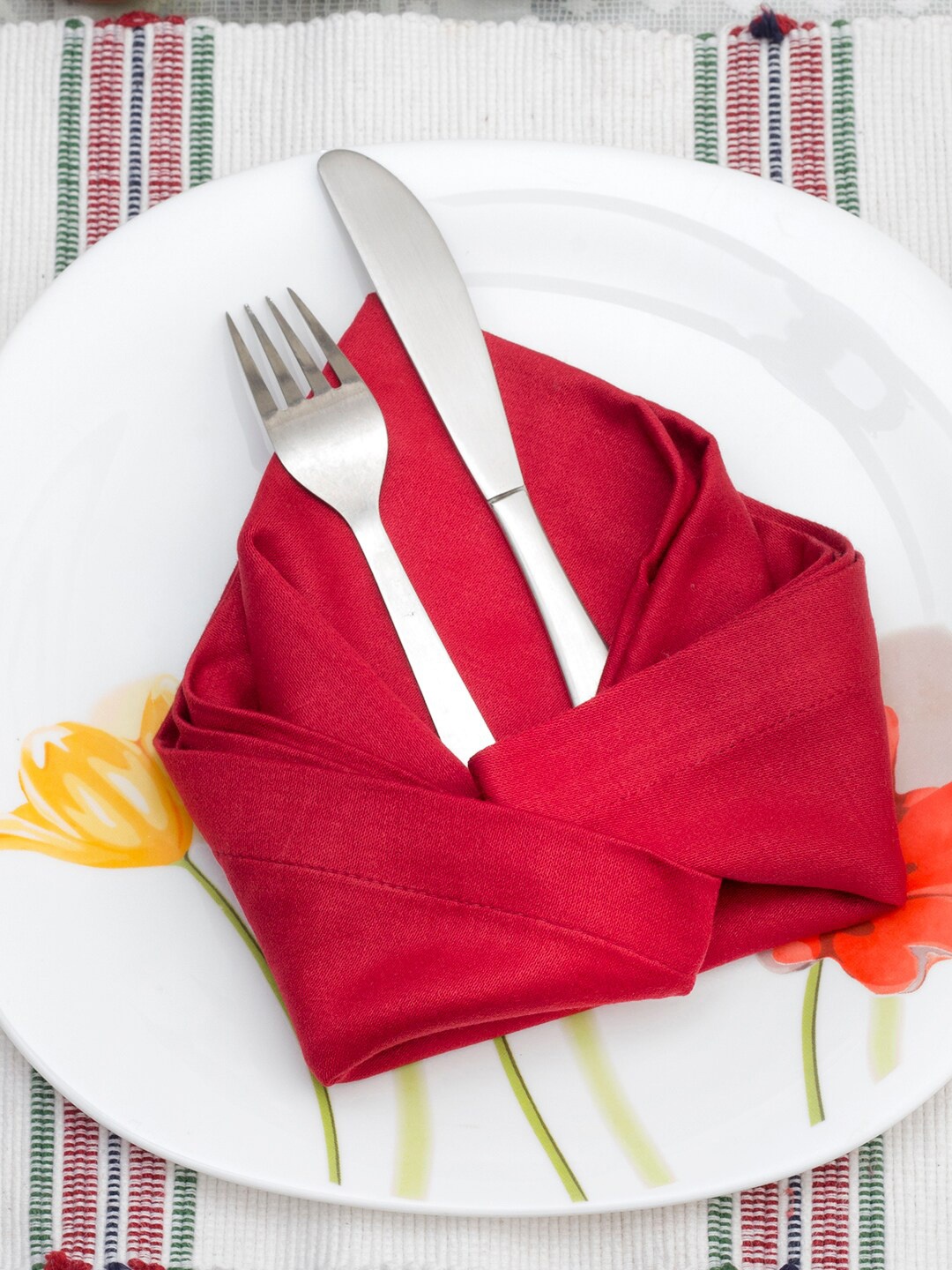 

KRAVIKA Red 6-Pieces Cotton Kitchen Table Napkins