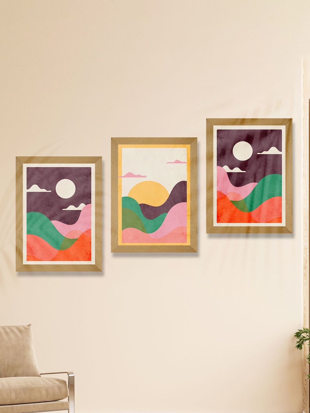 

SAF Purple & Pink 3 Pieces Modern Art Framed Wall Art Painting