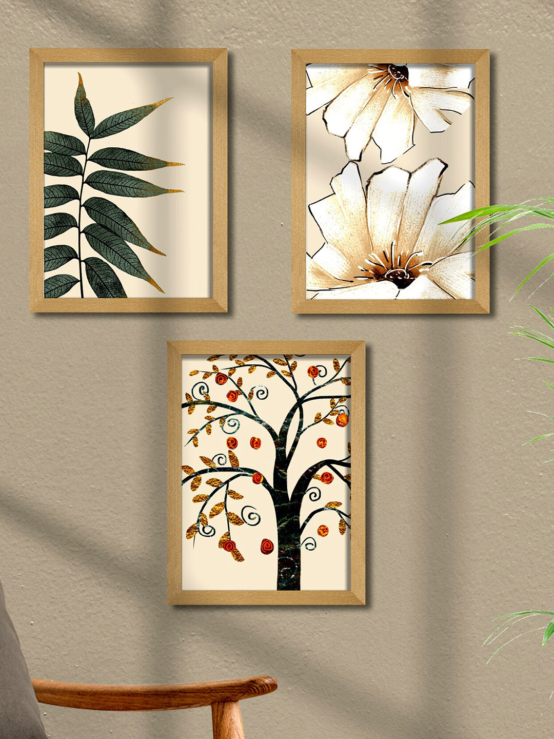 

SAF Grey & Beige 3 Pieces Modern Art Framed Wall Art Painting