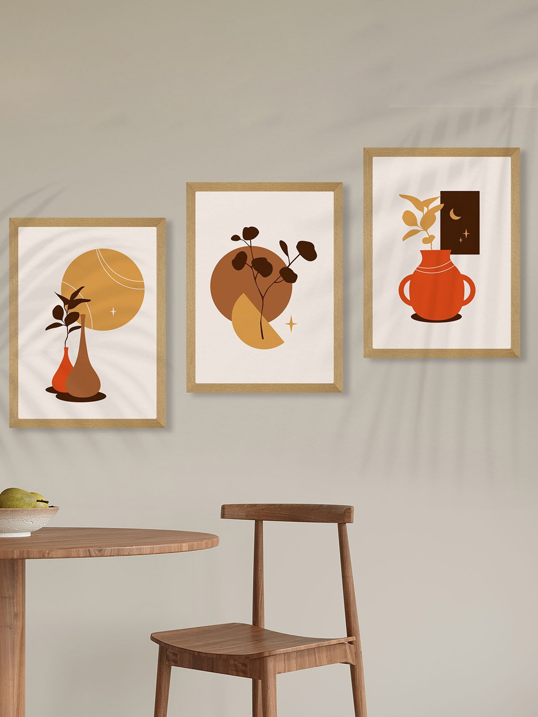 

SAF Brown & Beige 3 Pieces Modern Art Wooden Framed Wall Art Painting