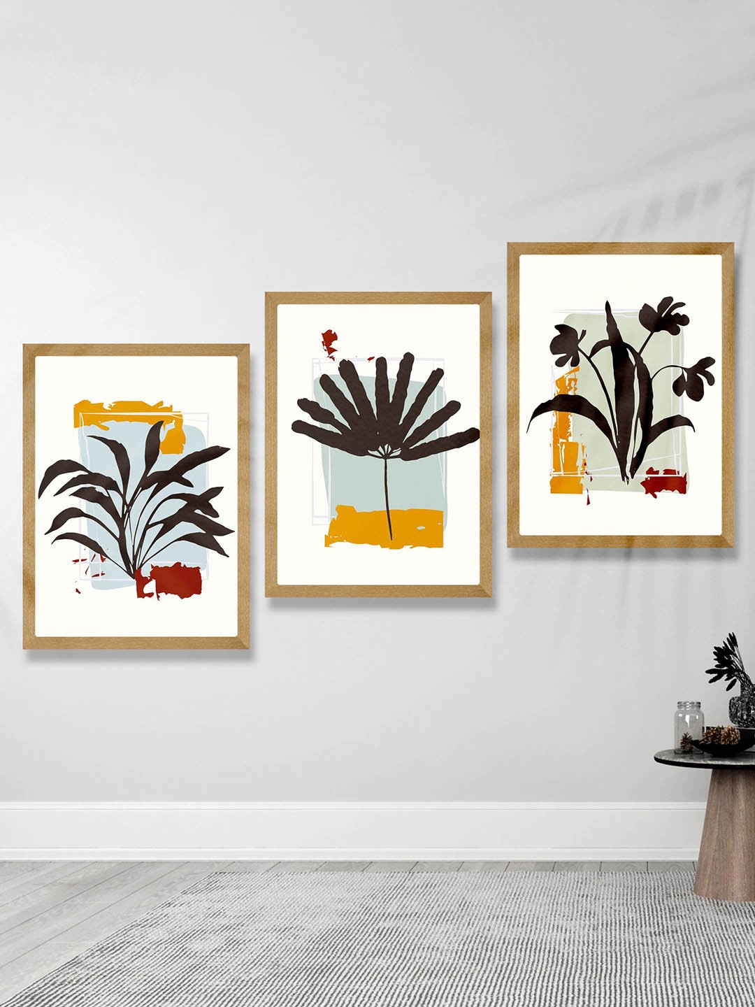 

SAF White & Blue 3 Pieces Printed Framed Wooden Wall Art