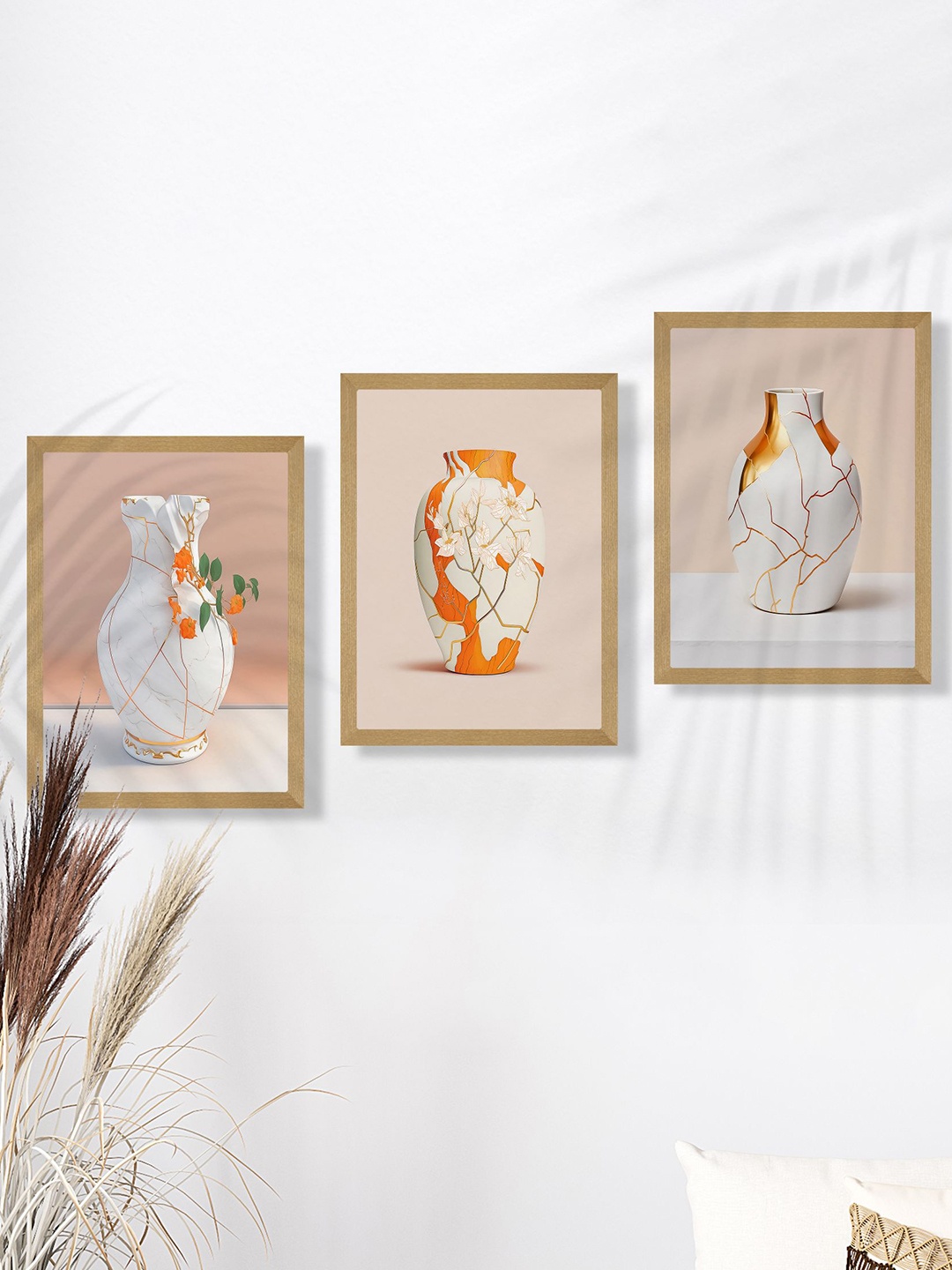 

SAF Brown & Beige 3 Pieces Modern Painted Framed Wall Art