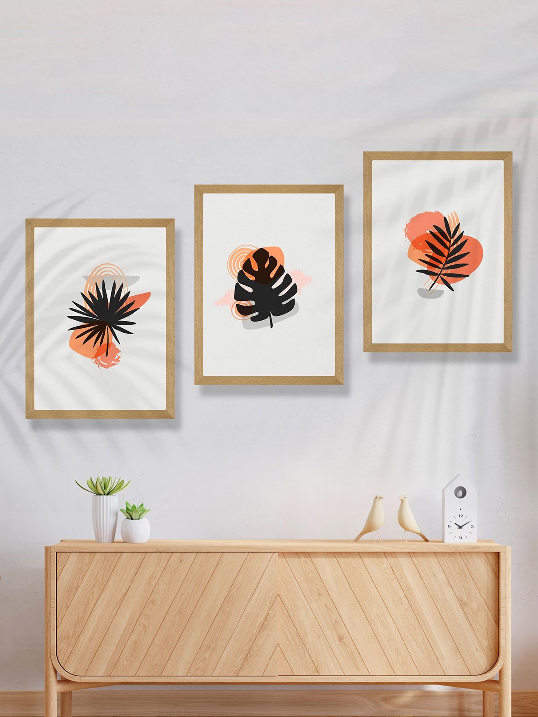 

SAF Grey & Black 3 Pieces Printed Framed Wooden Wall Art