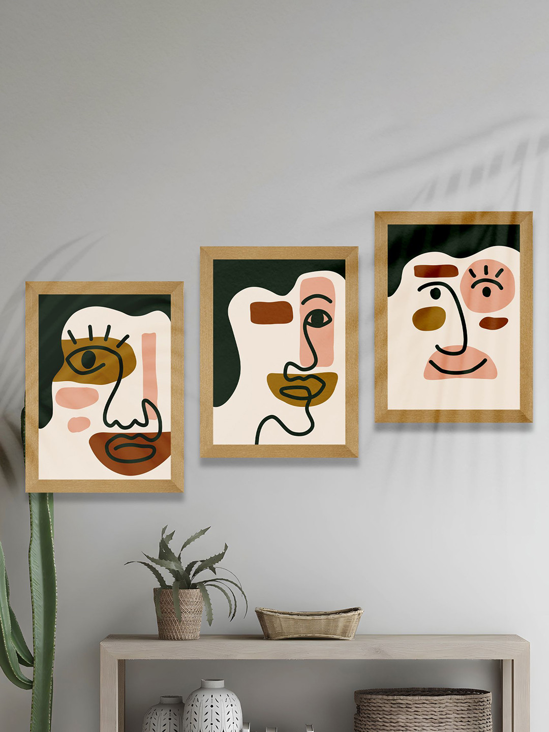 

SAF White & Brown 3 Pieces Printed Framed Wooden Wall Art