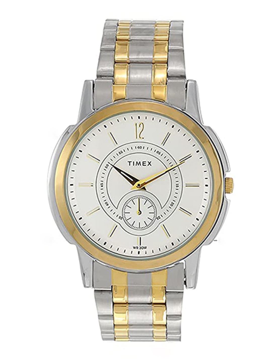 

Timex Men Dial & Stainless Steel Bracelet Style Straps Analogue Watch TW000U306-FLEX, White