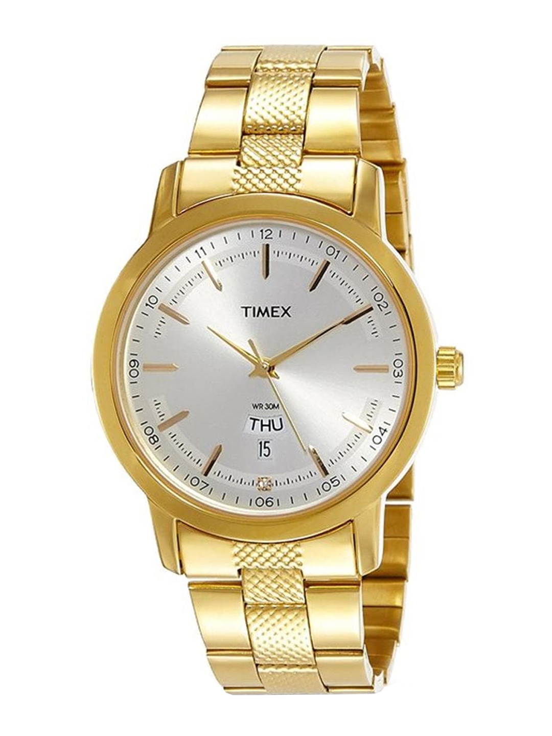 

Timex Men Textured Dial & Stainless Steel Bracelet Style Straps Analogue Watch TW000G915, Silver