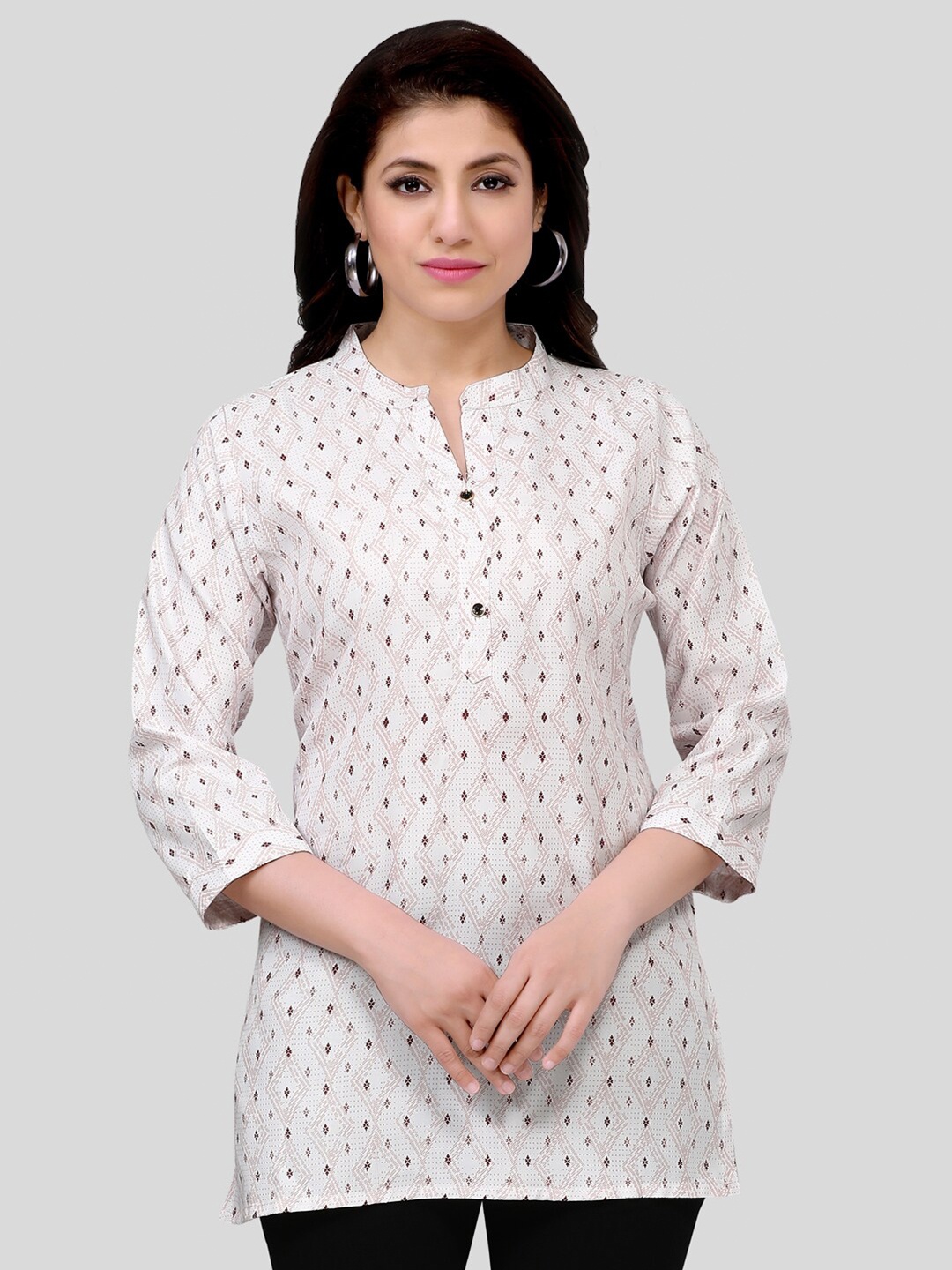

Saree Swarg Geometric Printed Kurti, White