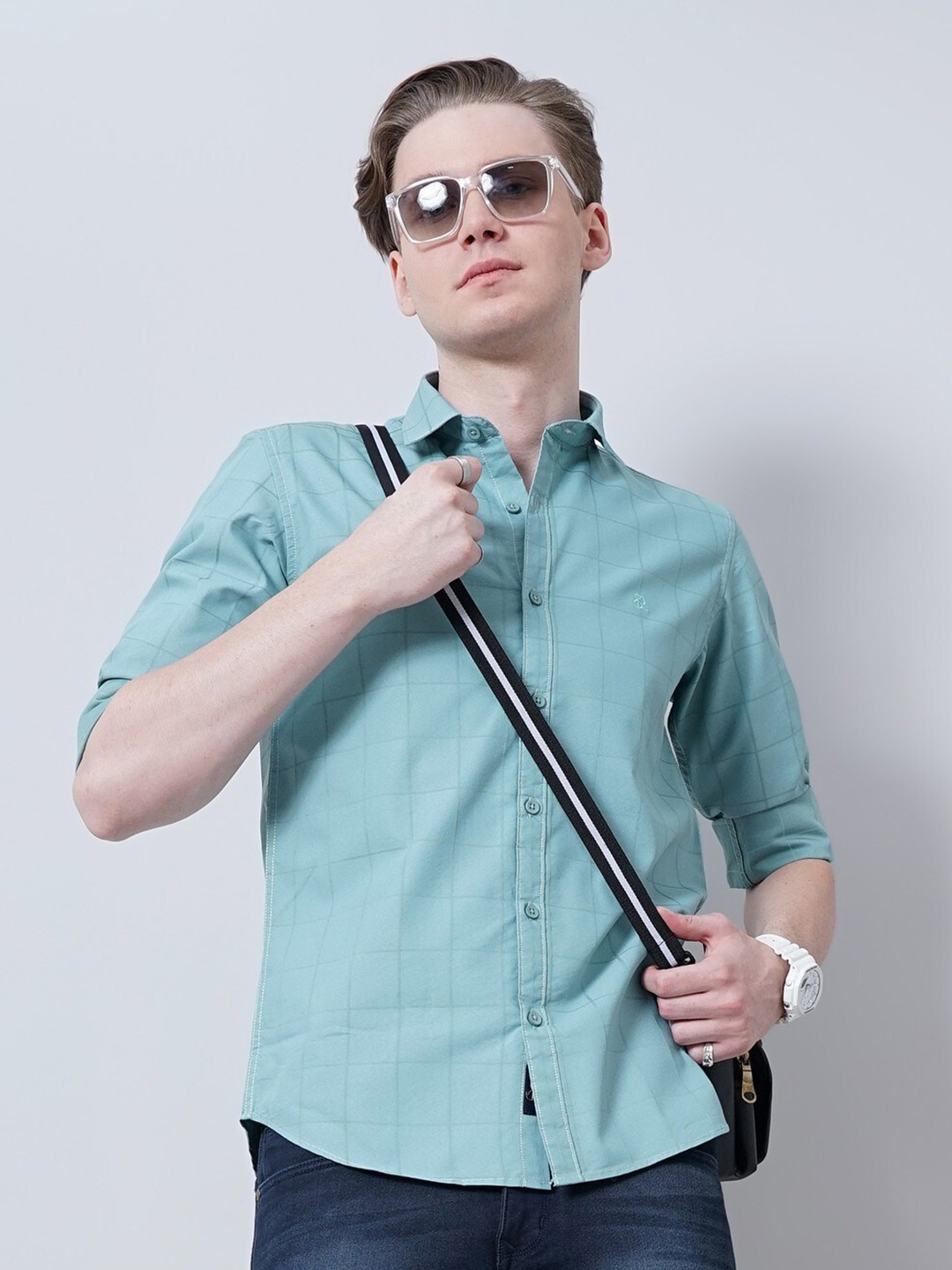 

SORATIA New Checkered Cotton Casual Shirt, Green