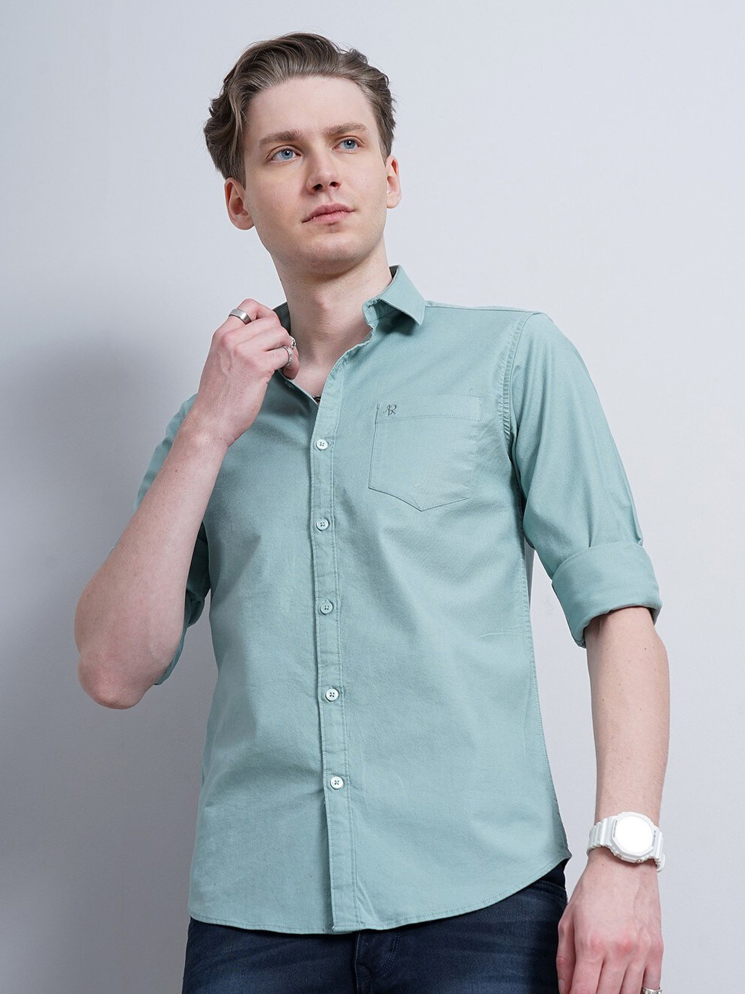 

SORATIA New Spread Collar Cotton Casual Shirt, Teal