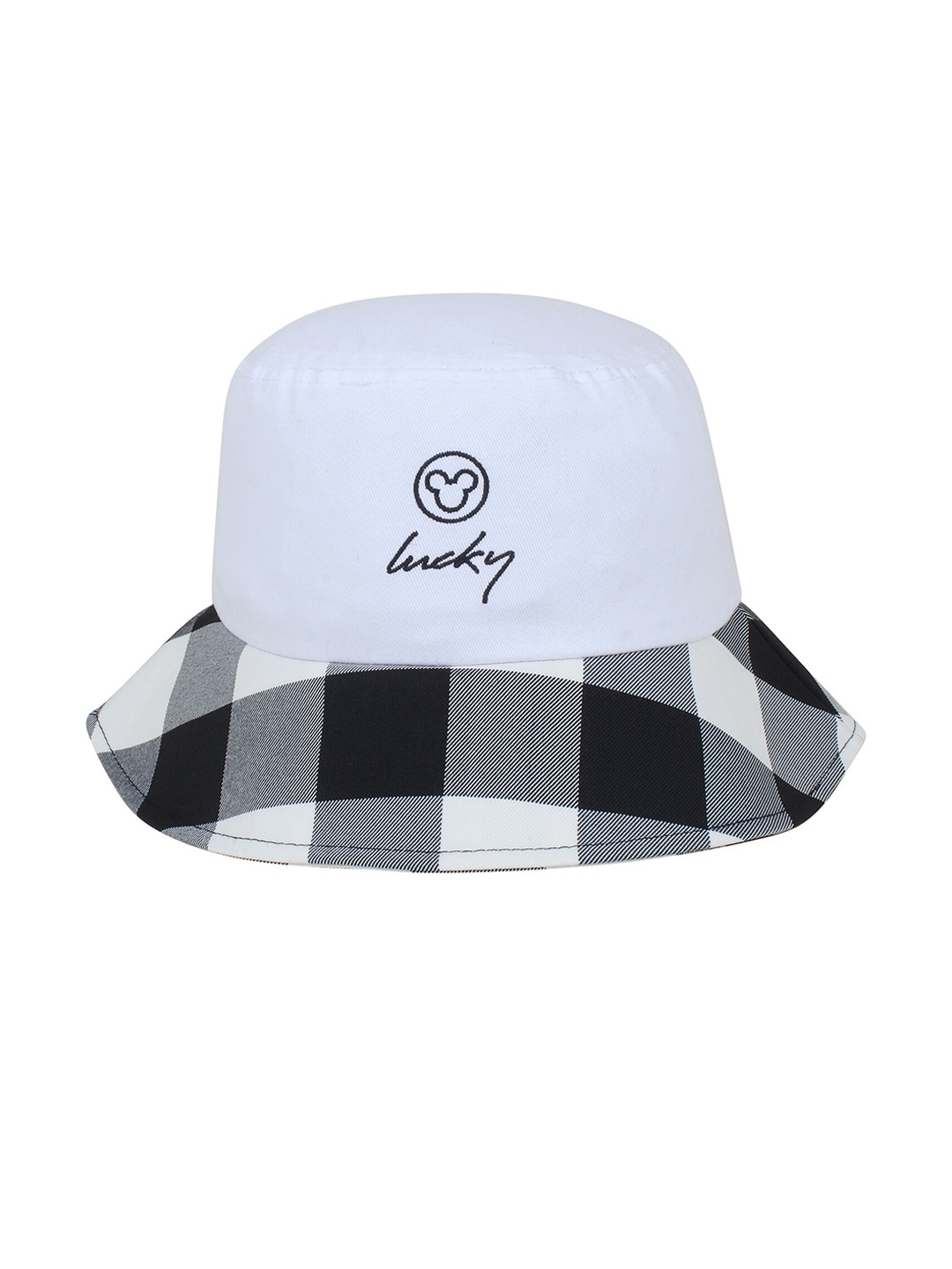 

Zacharias Checked Cotton Bucket Hat, White