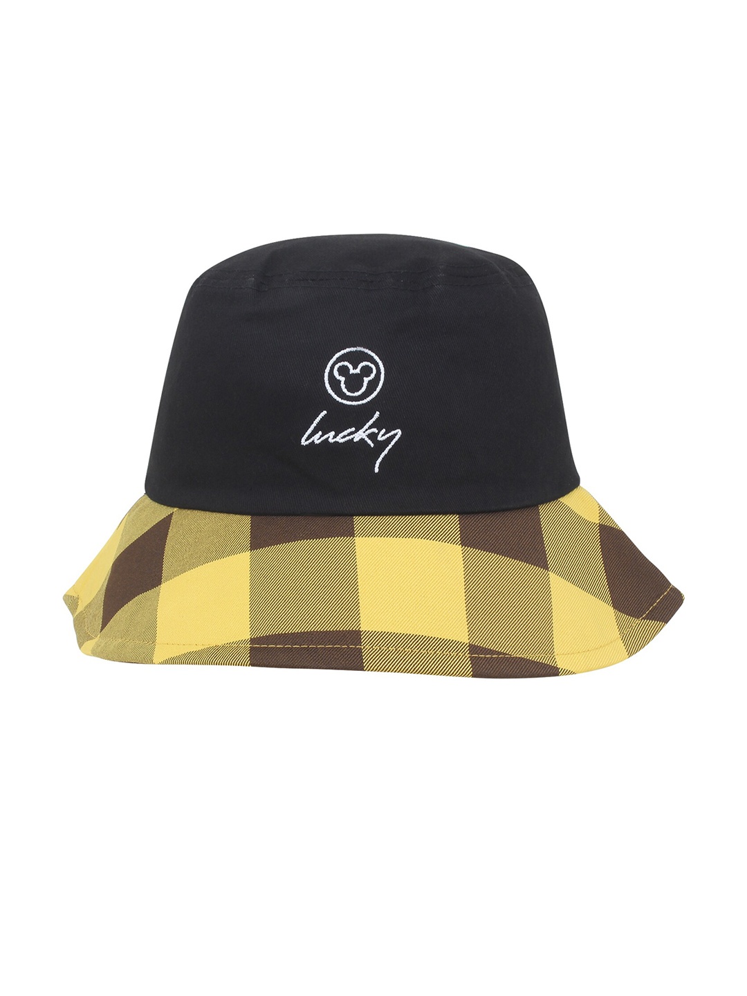 

Zacharias Checked Denim Bucket Hat, Black