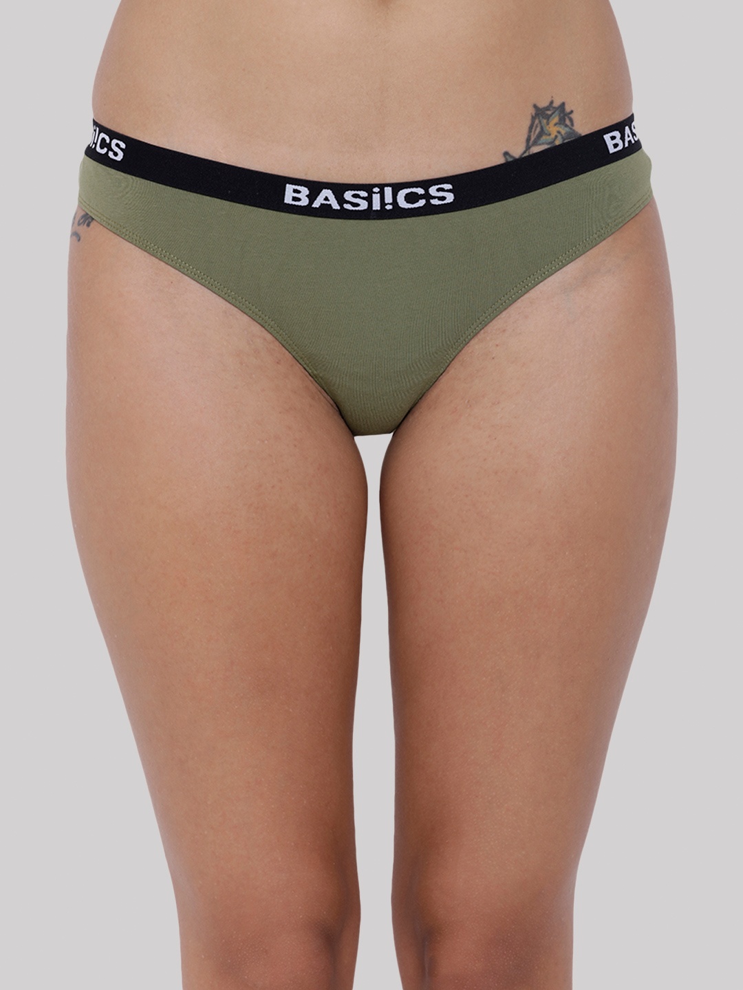

BASIICS by La Intimo Women Mid-Rise Anti Microbial Bikini Briefs BCPBR08, Olive