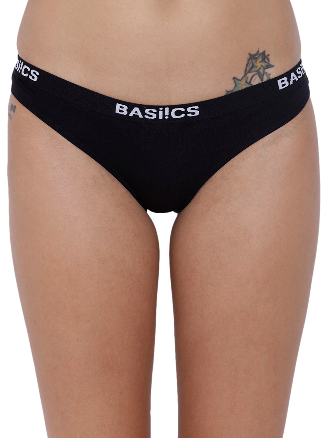 

BASIICS by La Intimo Women Low-Rise Solid Anti Bacterial Bikini Brief BCPBR08, Black