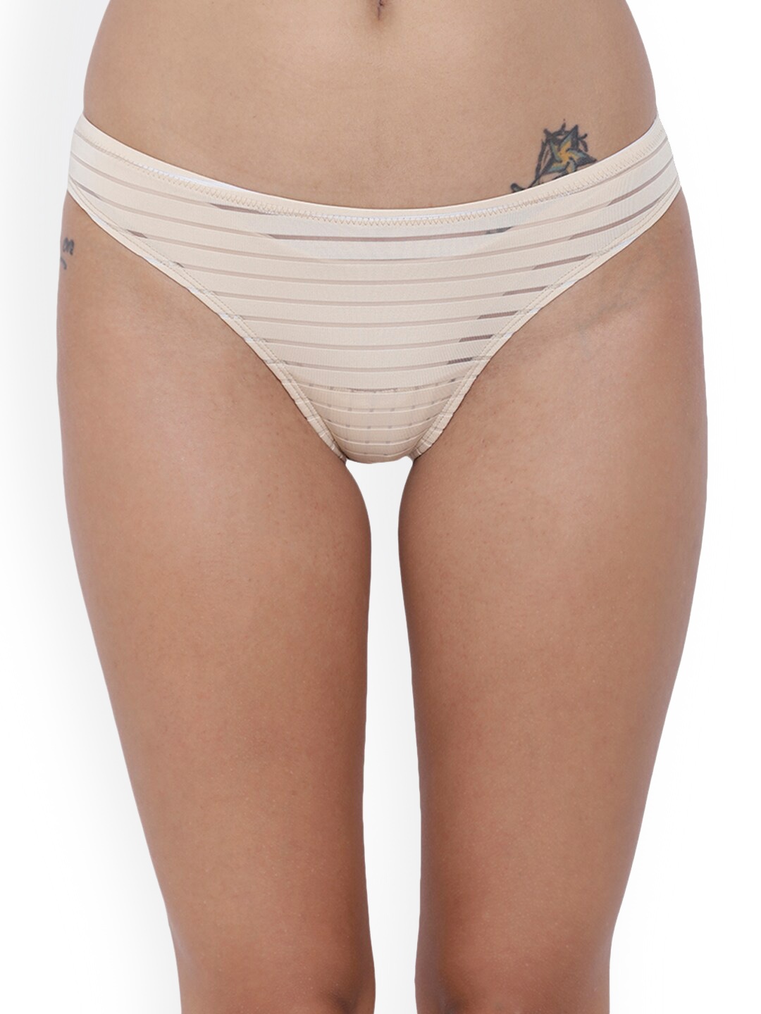 

BASIICS by La Intimo Striped Bikini Briefs BCPBR02, Nude