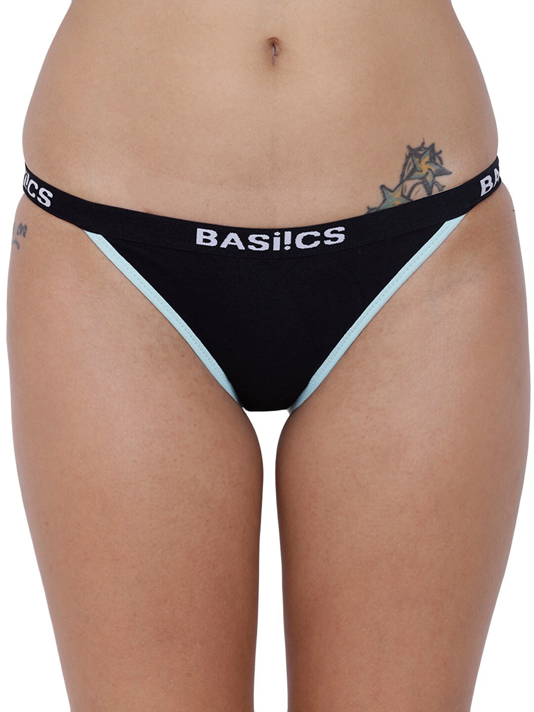 

BASIICS by La Intimo Low-Rise Solid Anti-Microbial Thong Briefs BCPBR09, Black
