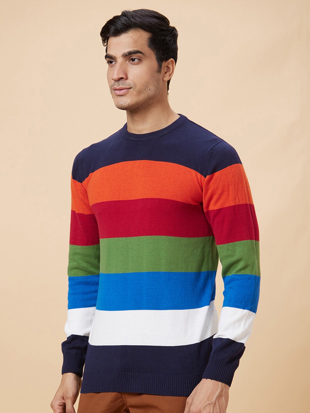 

Globus Red & Green Striped Pure Cotton T-shirt