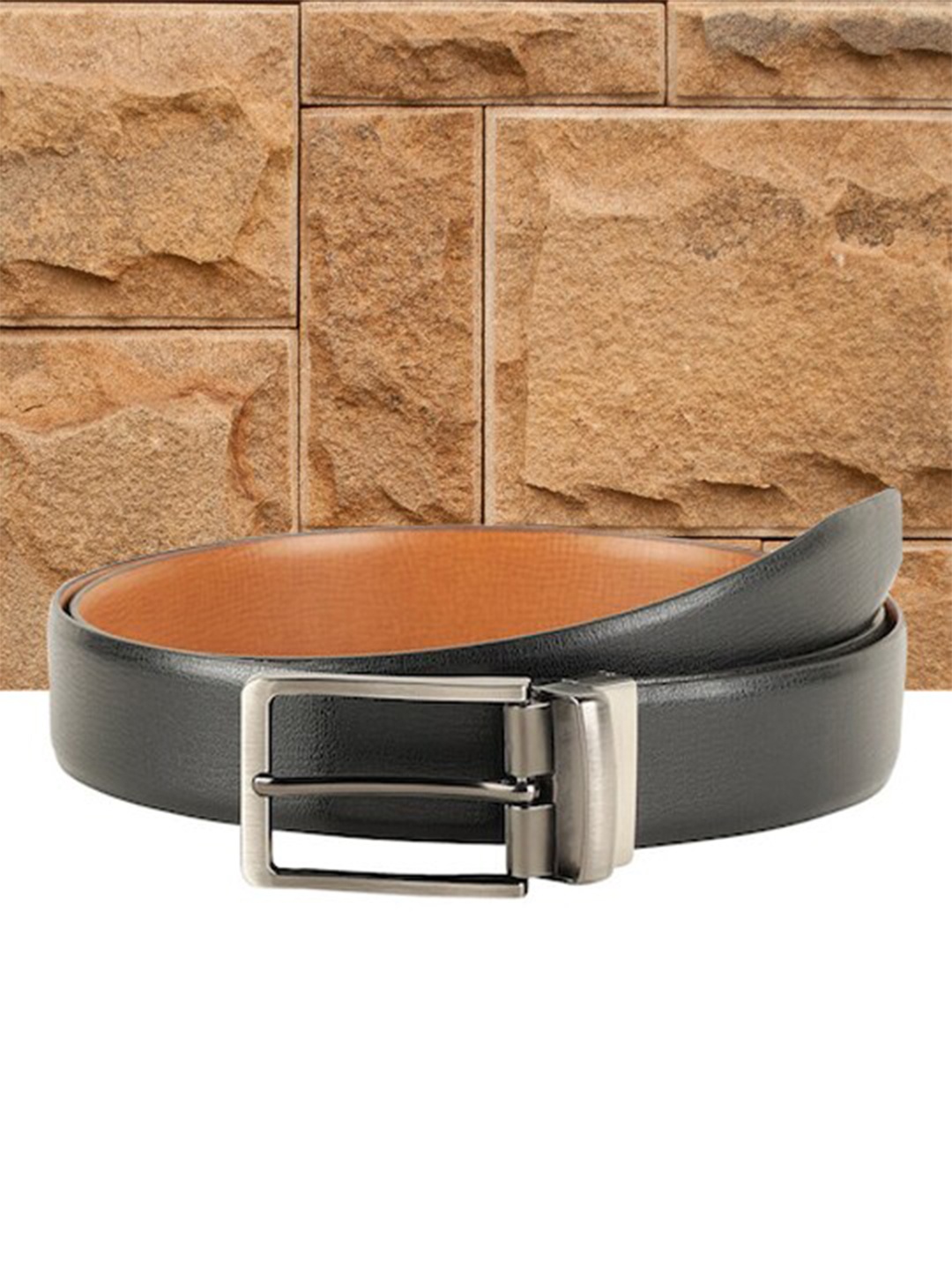 

Kastner Men Textured Reversible Slim Belt, Black