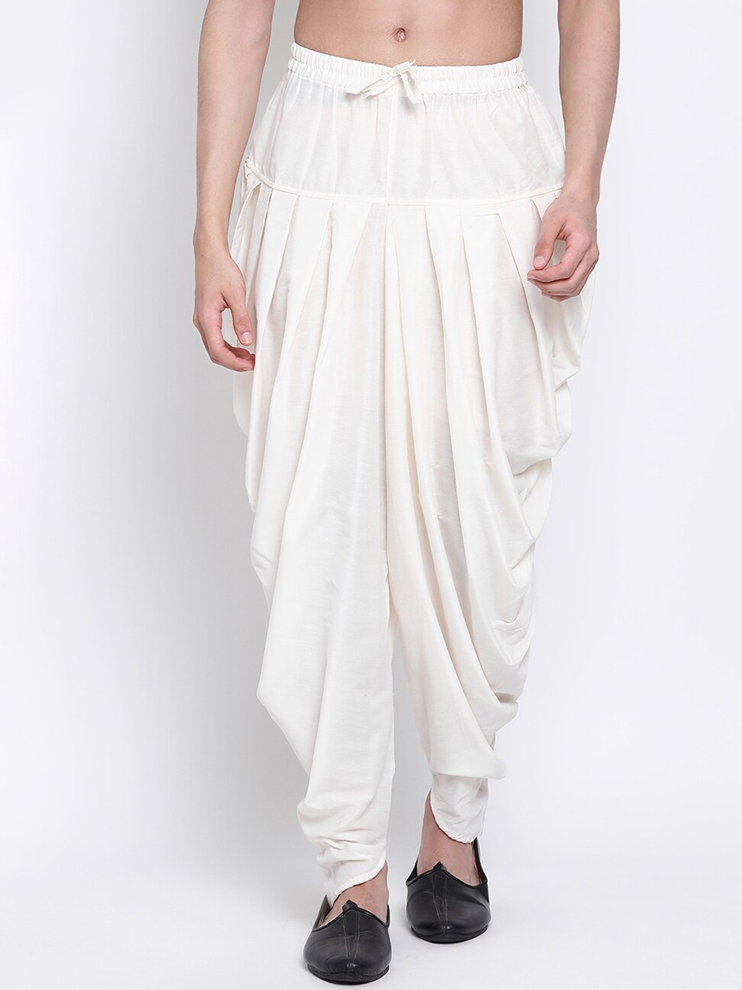 

Sanwara Men Art Silk Dhoti with Elasticated Wasitband, White
