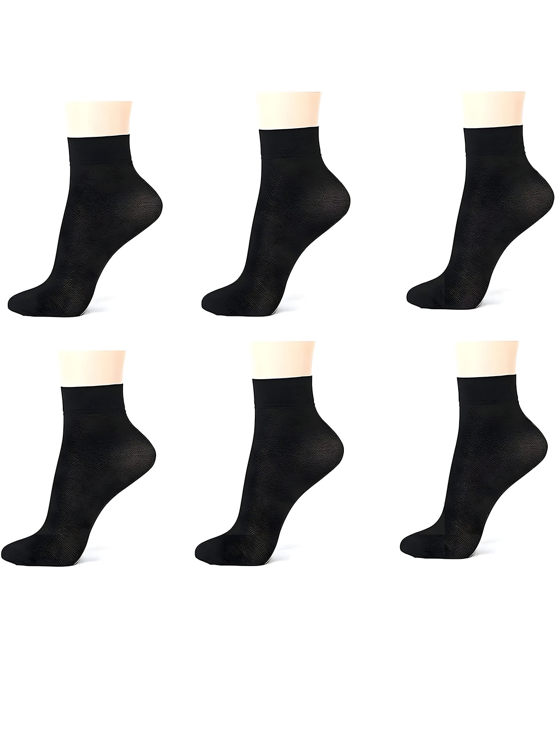 

Hill Islands Pack Of 6 Above Ankle Length Sheer Socks, Black