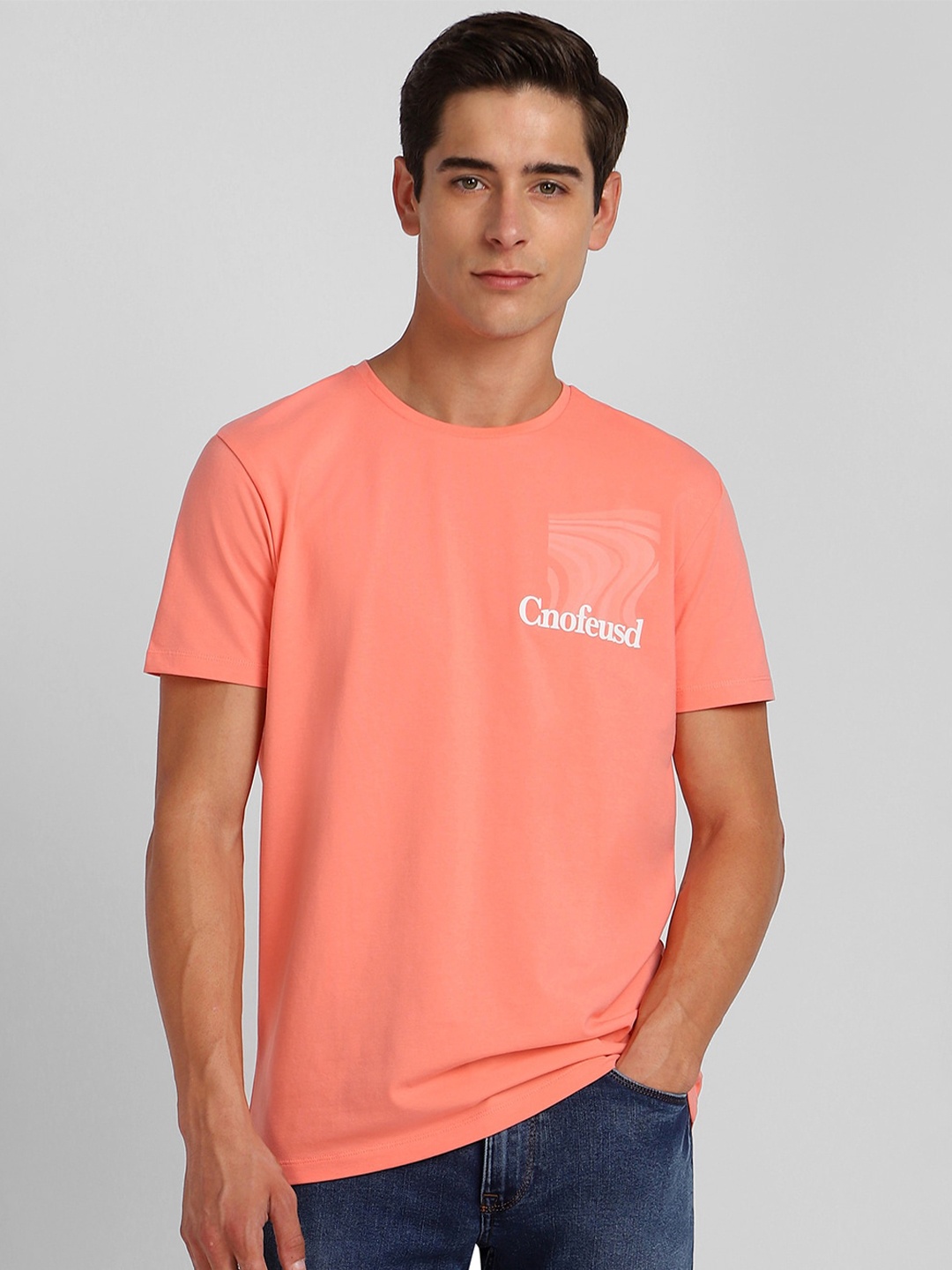 Allen Solly Tribe Typography Printed Regular Fit T-shirt, Pink