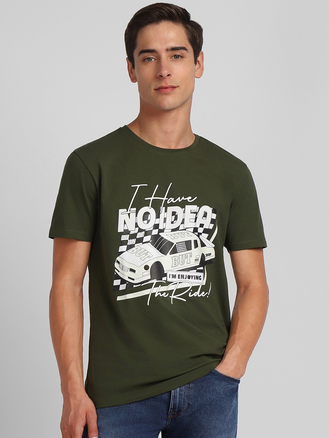 

Allen Solly Tribe Typography Printed Slim Fit T-shirt, Green