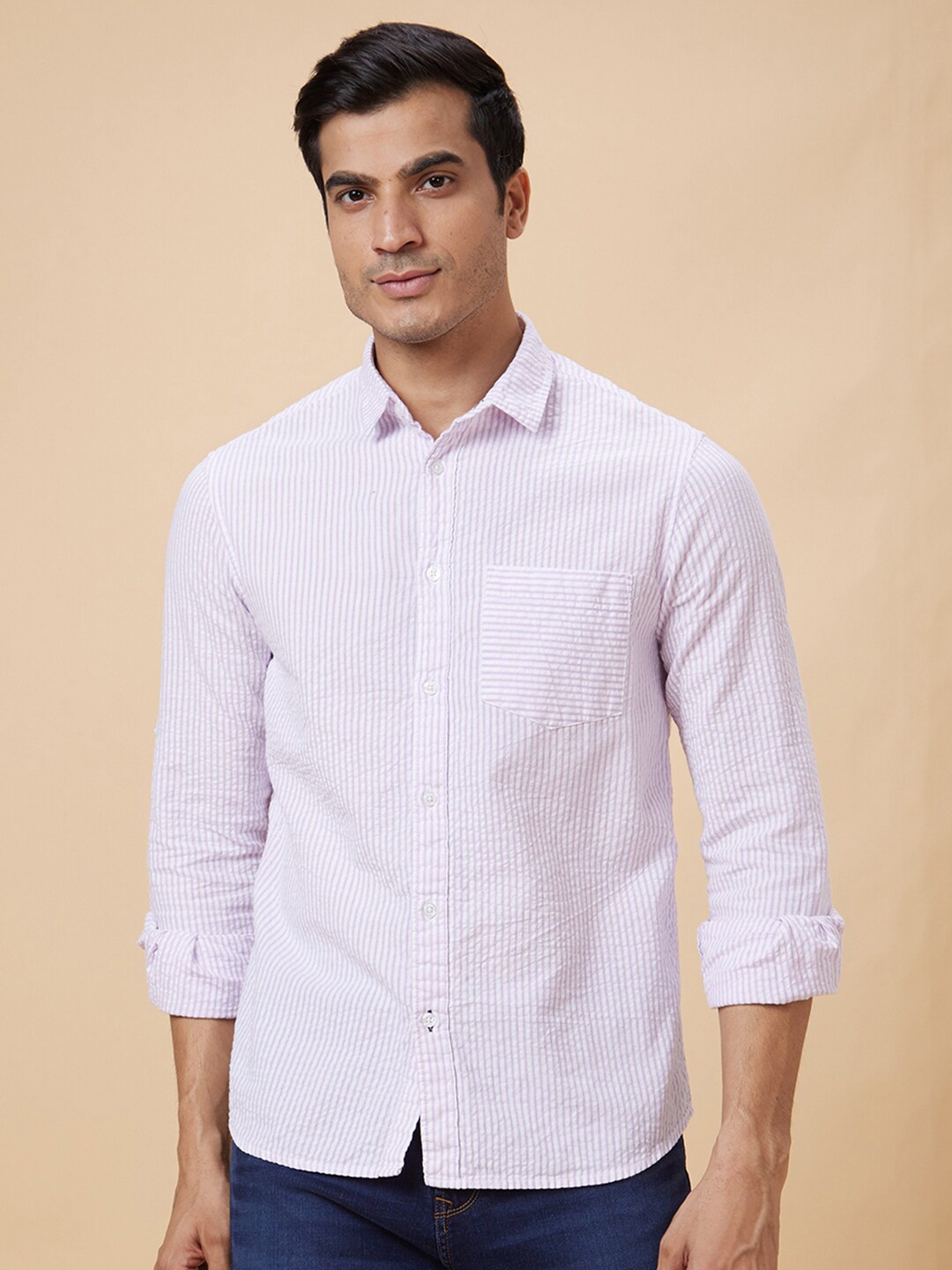 

Globus White Striped Pure Cotton Casual Shirt