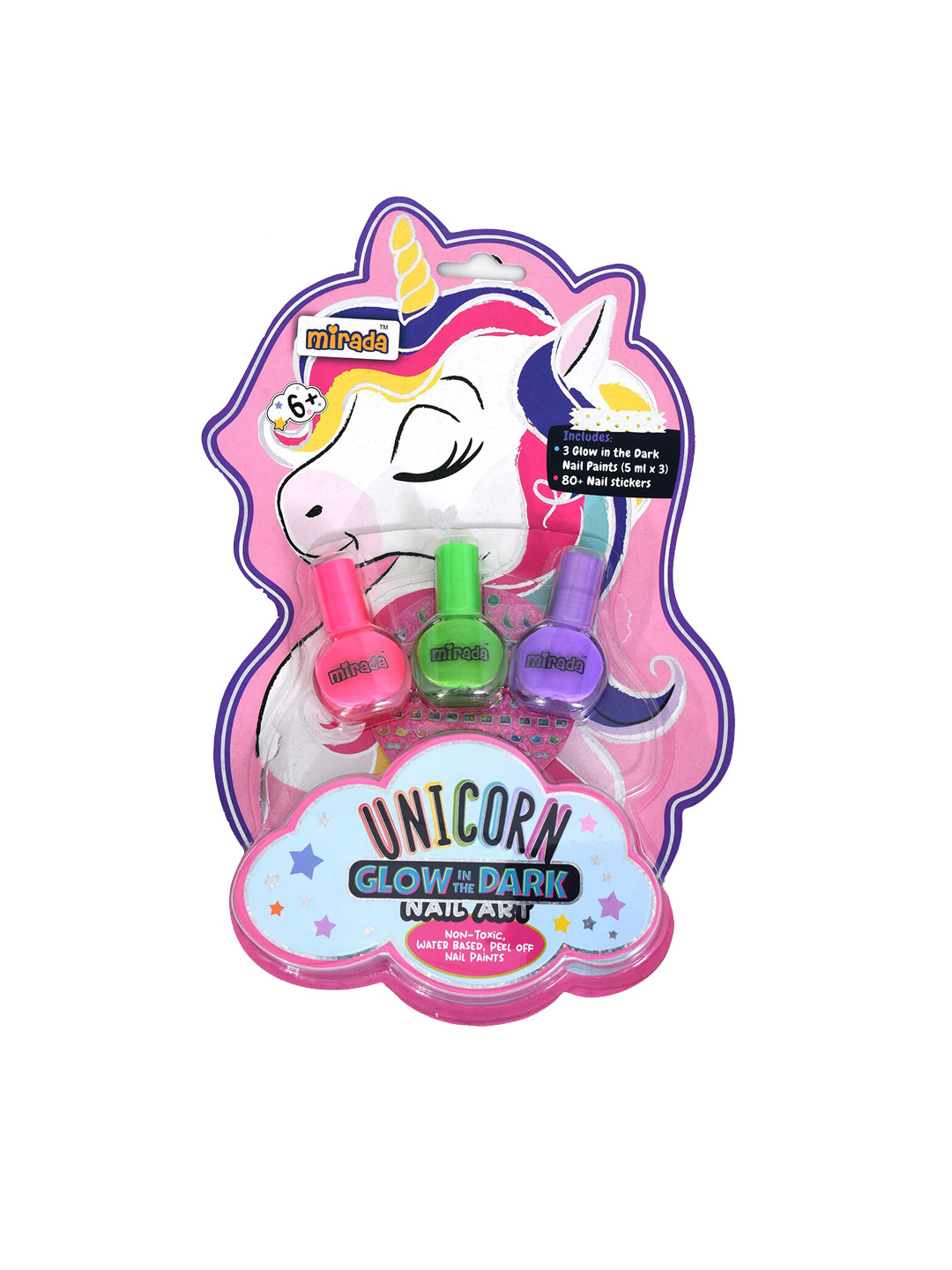 

Mirada Girls Set of 3 Unicorn Glow In The Dark Nail Art Kit - 5ml Each, Pink