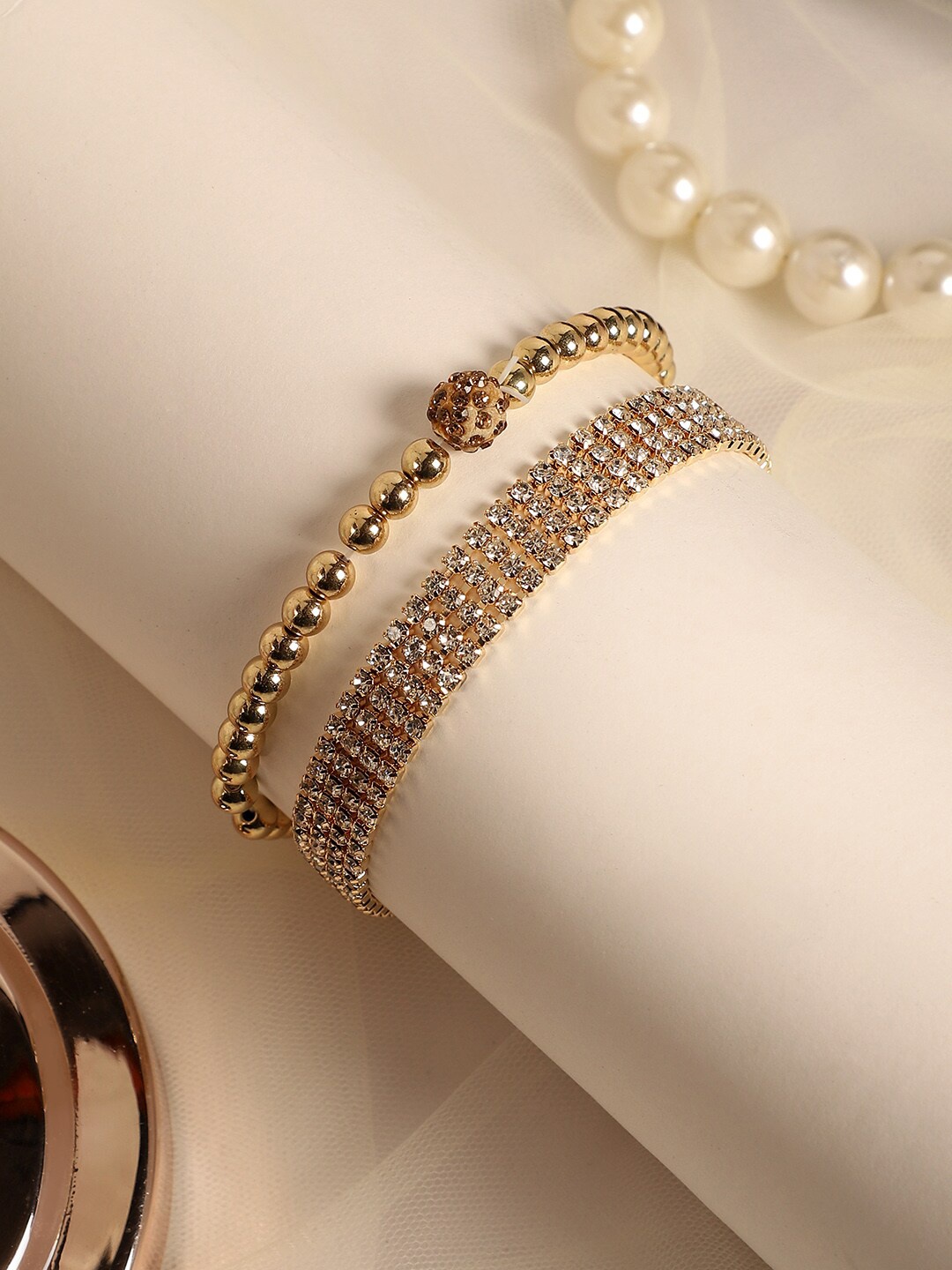 

SOHI Women Set Of 2 Gold-Plated Link Bracelets