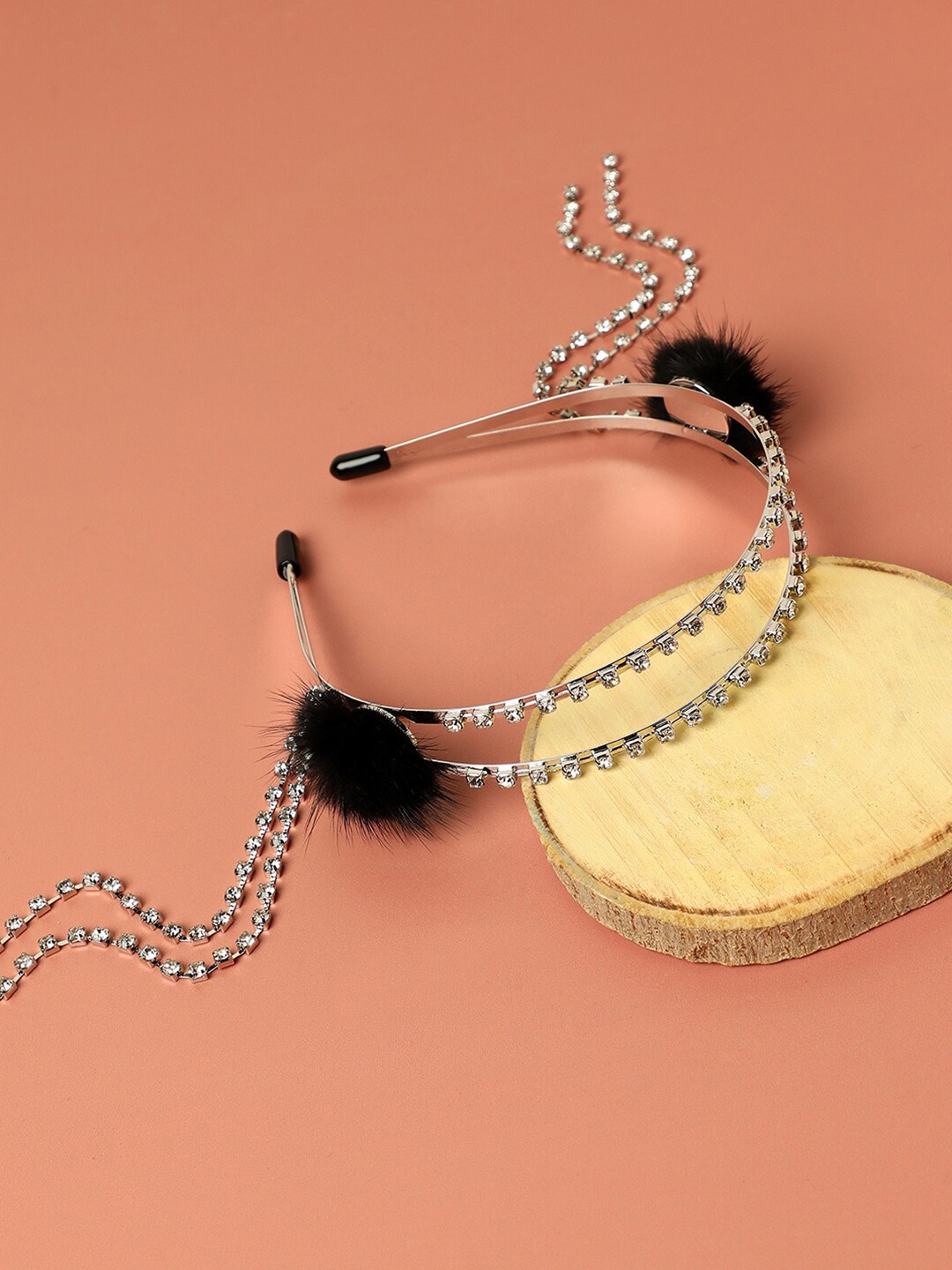 

SOHI Women Stone Studded Embellished Hairband, Silver