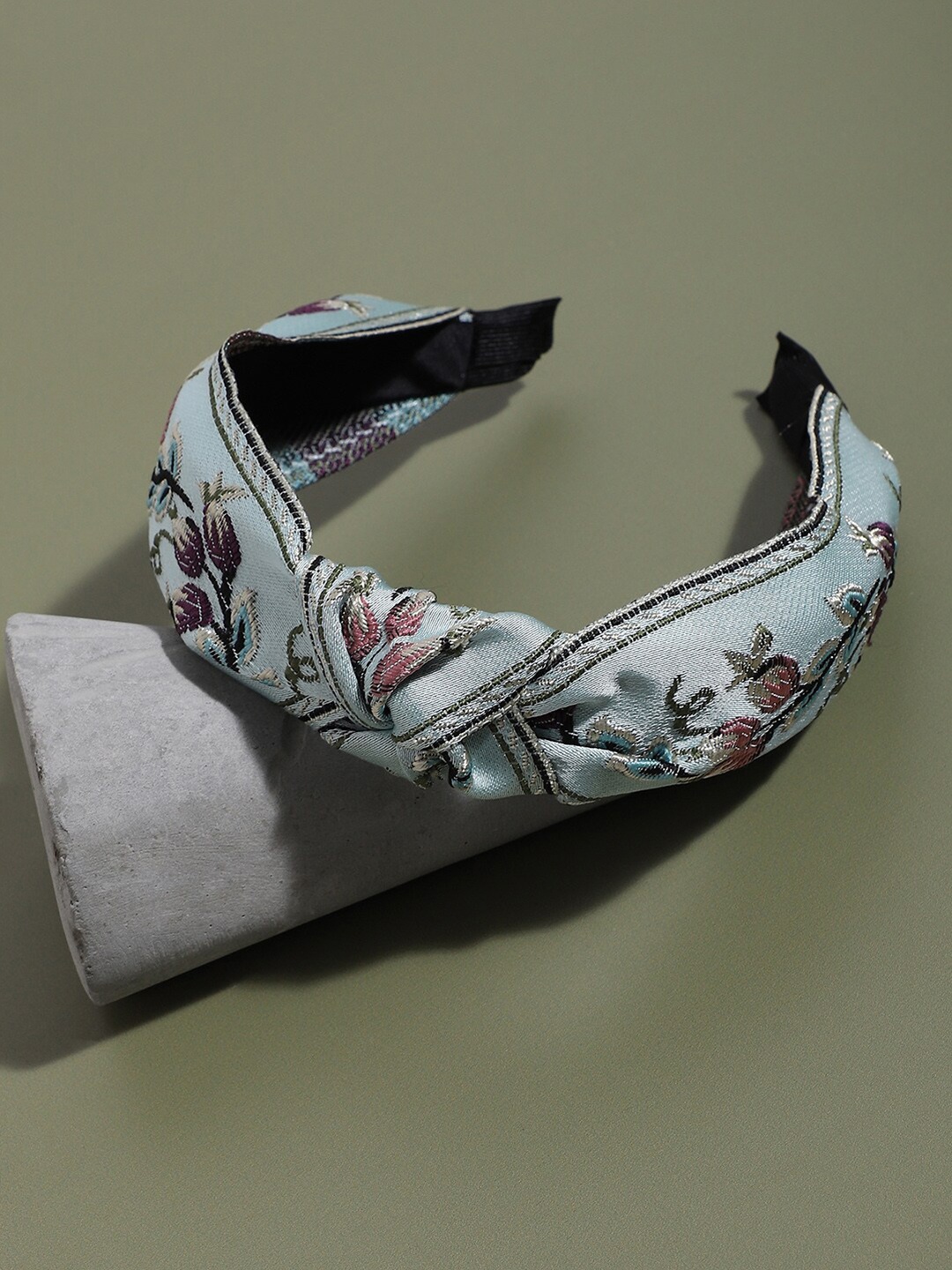 

SOHI Floral Embroidered Hairband, Sea green