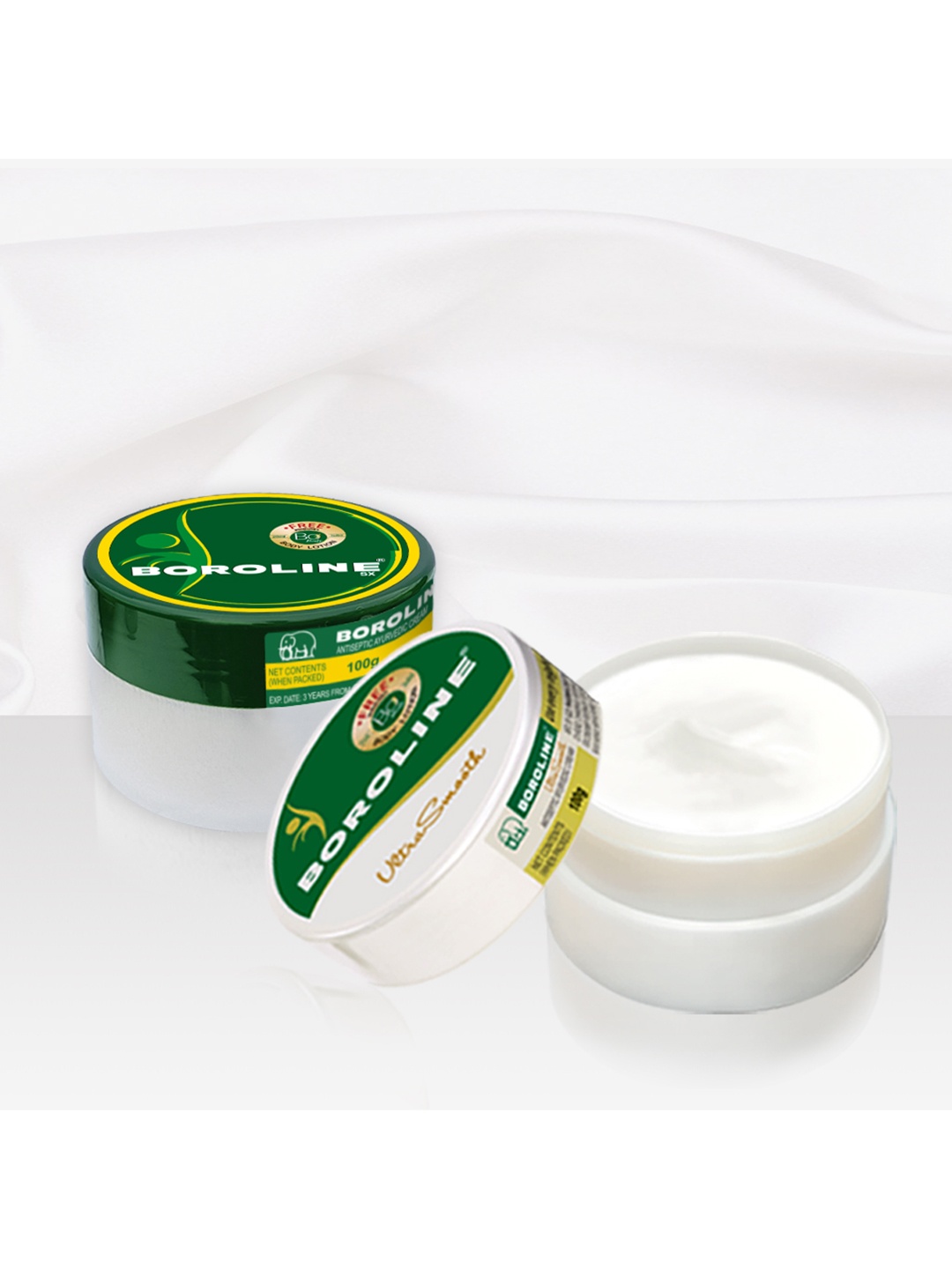 BOROLINE Antiseptic Ayurvedic Cream 100g & Ultra Smooth Night Cream 100g, Green