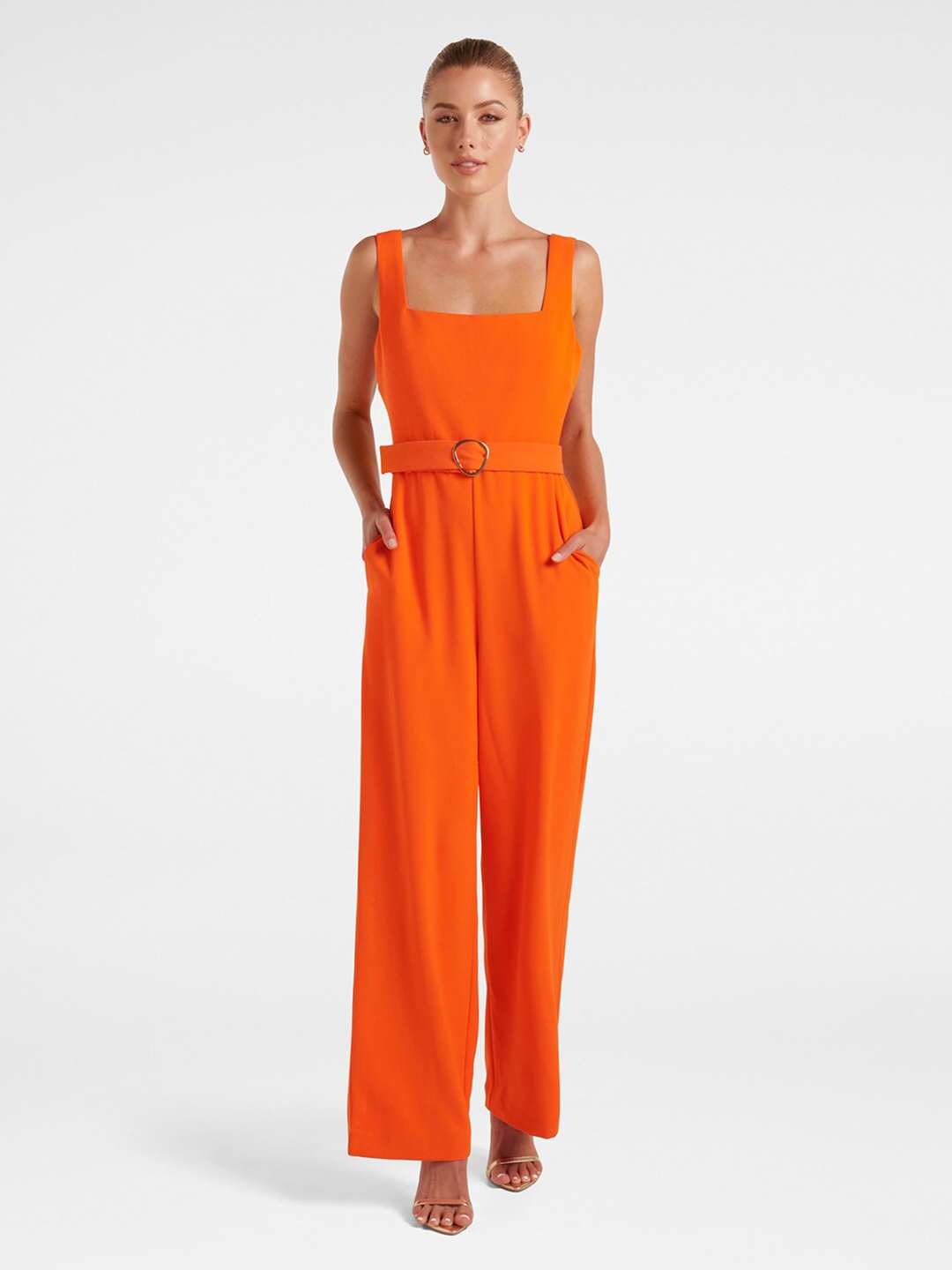 

Forever New Square Neck Belted Jumpsuit, Orange