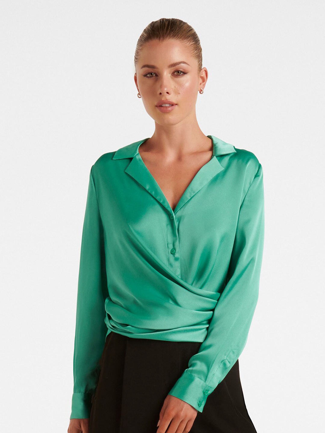

Forever New Lapel Collar Wrap Top, Green