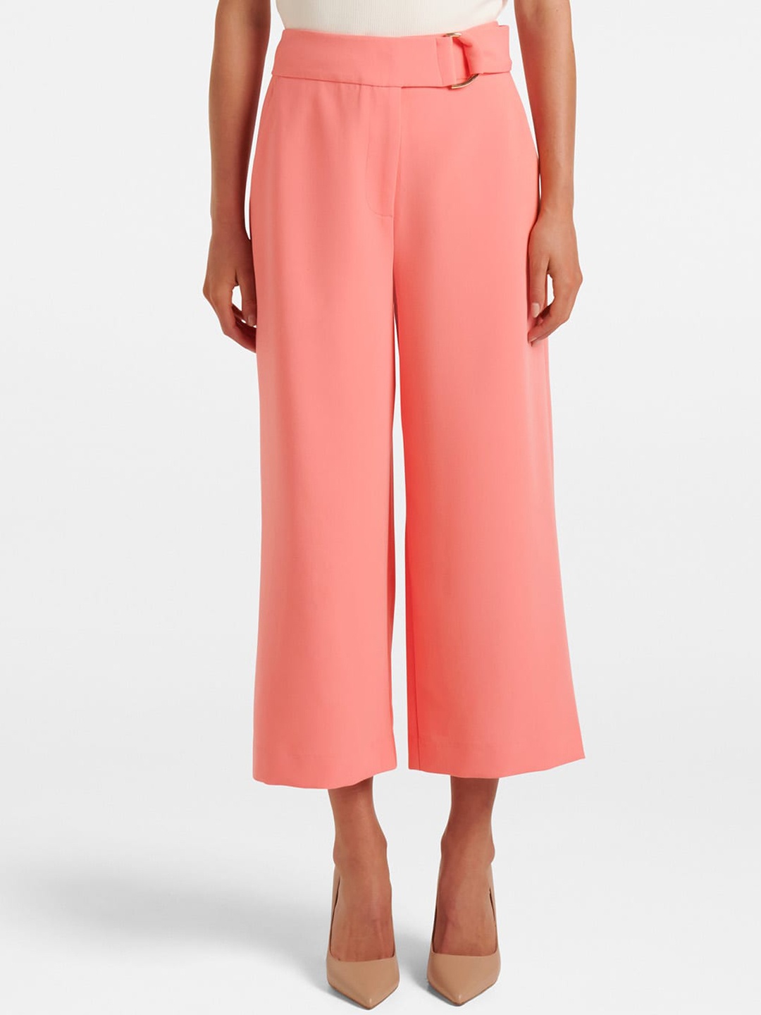 

Forever New Women Mid Rise Culottes Trousers, Peach