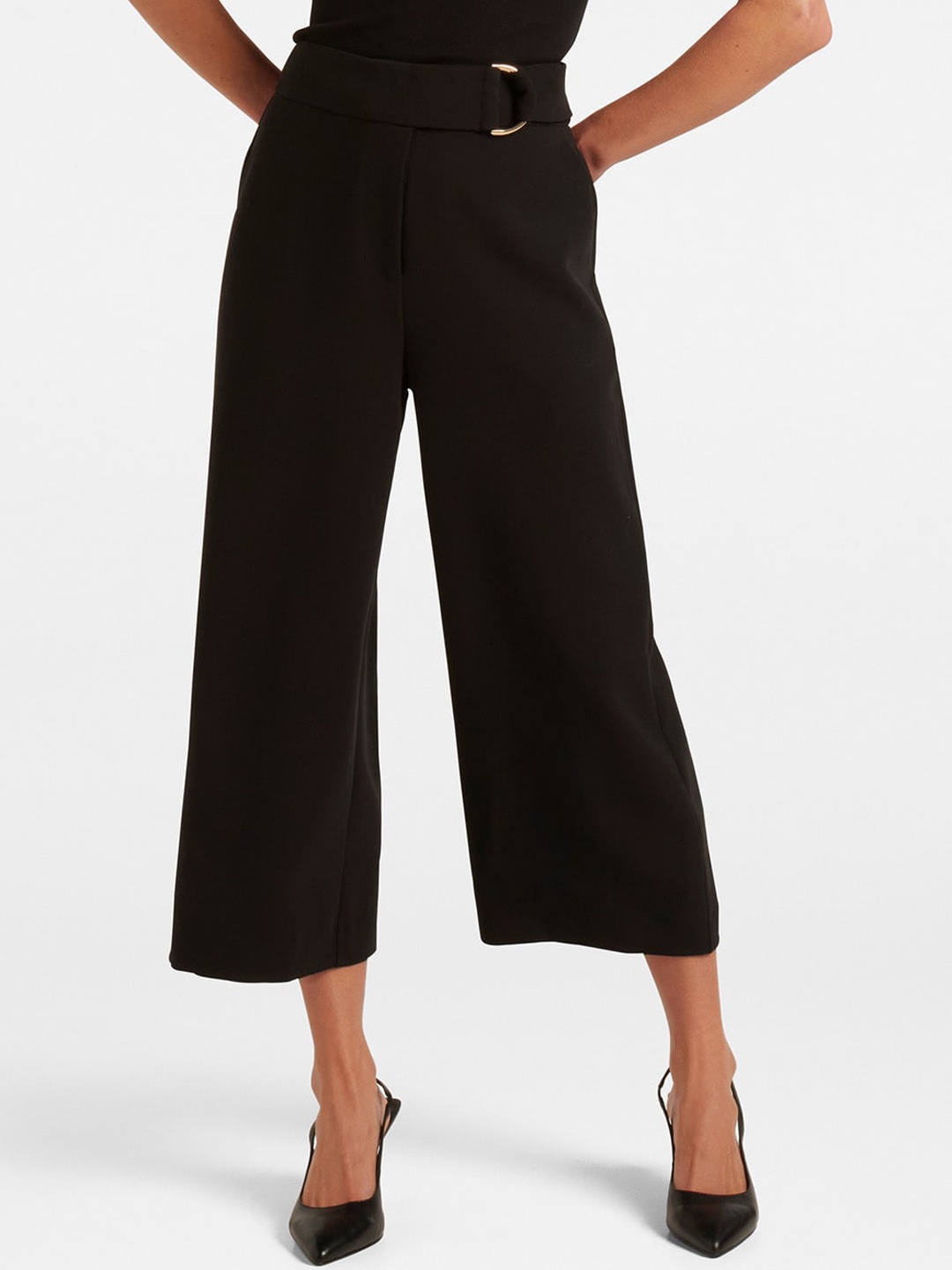 

Forever New Women High-Rise Culottes Trousers, Black