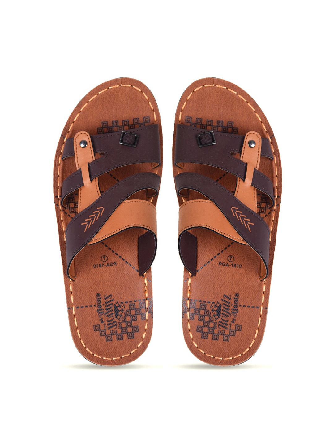 

Ajanta Men Printed Comfort Sandals, Brown