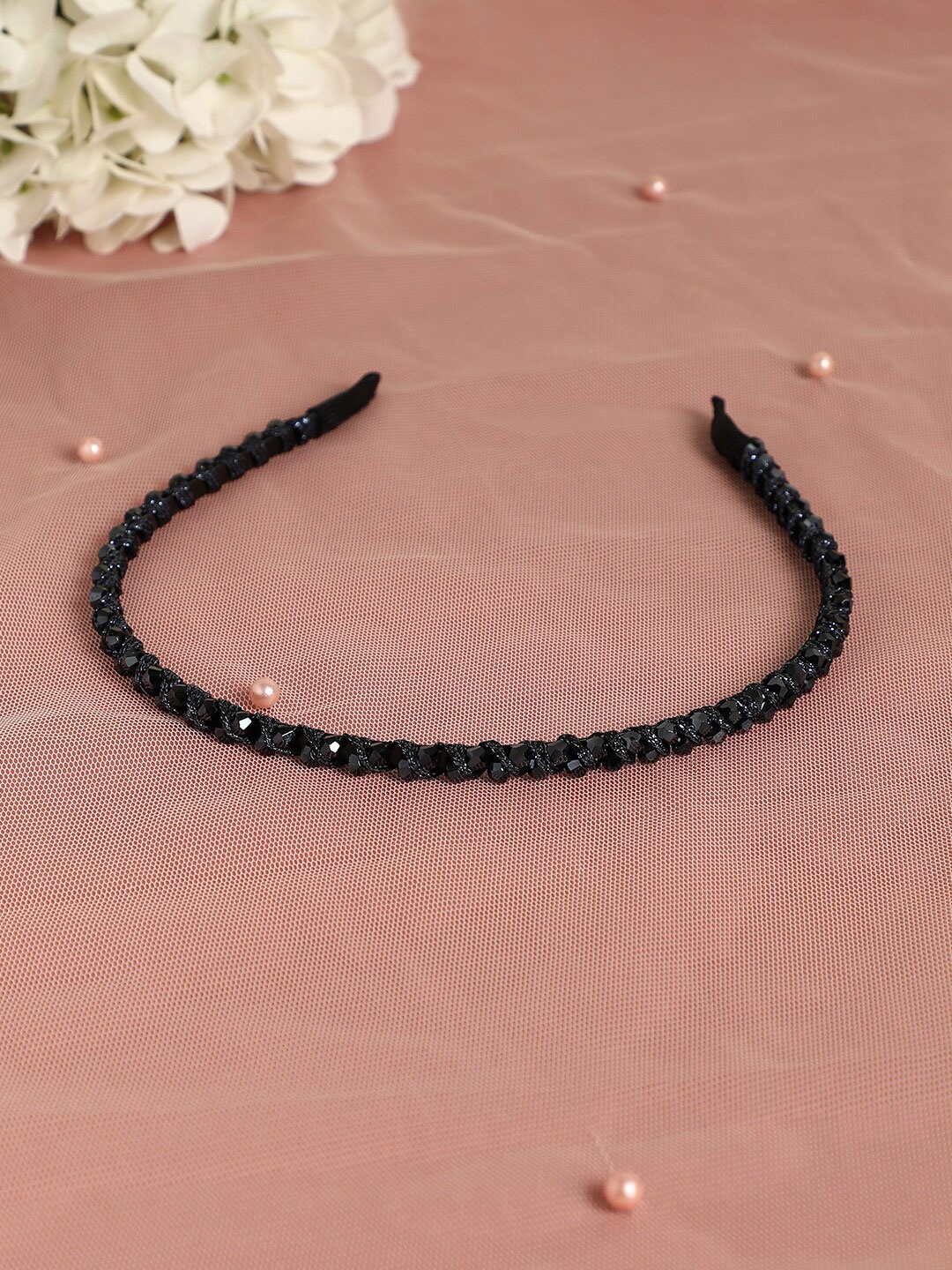 

SOHI Embellished Metal Hairband, Black